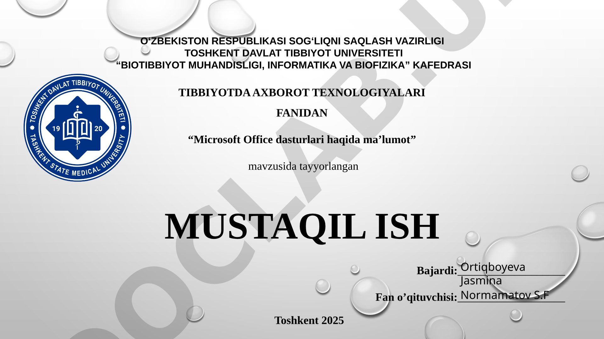 Microsoft Office dasturlari haqida ma’lumot
