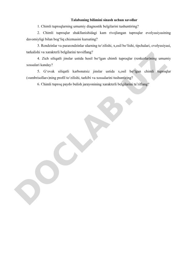Chimli tuproqlar: diagnostik belgilar, shakllanishi va turlari