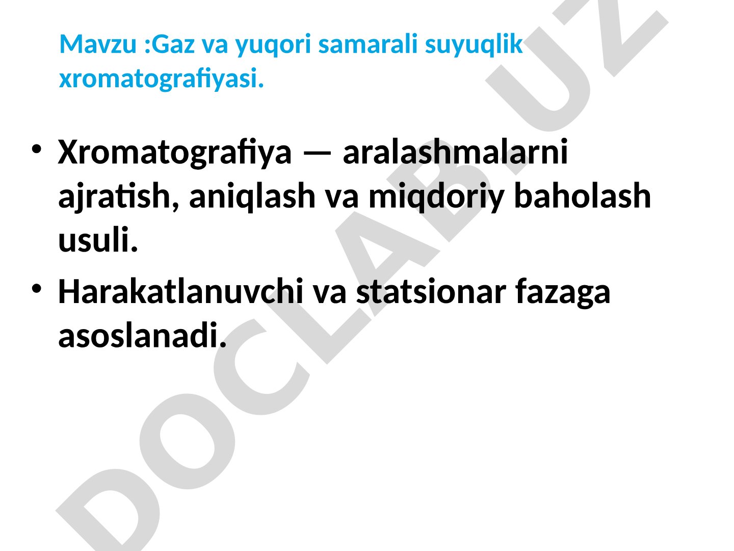 Gaz va yuqori samarali suyuqlik xromatografiyasi