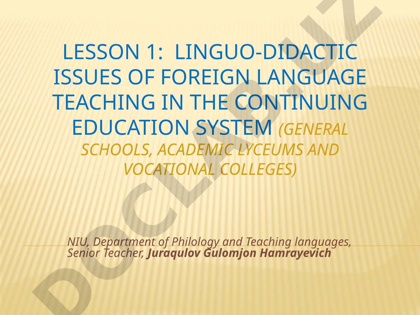 Linguo-didactic issues of foreign language teaching in continuing education system