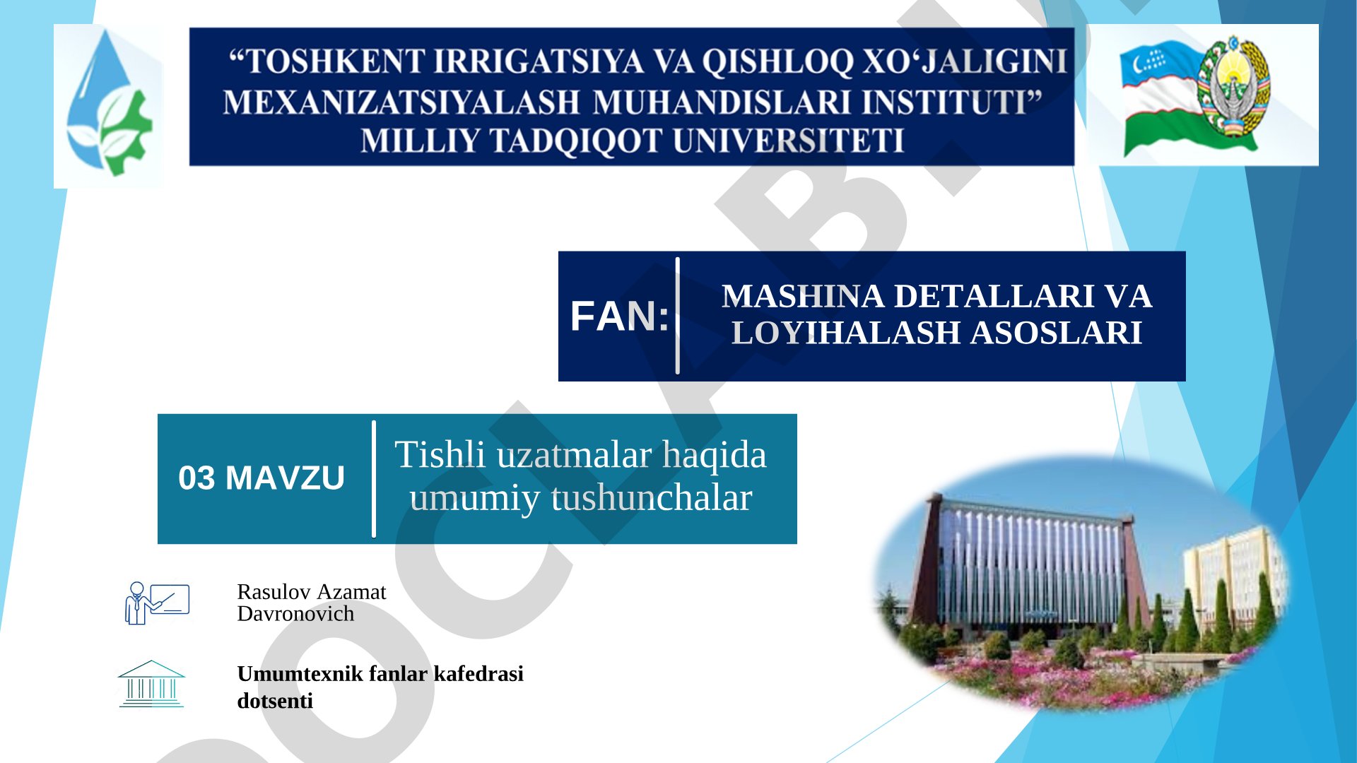 Tishli uzatmalar haqida umumiy tushunchalar