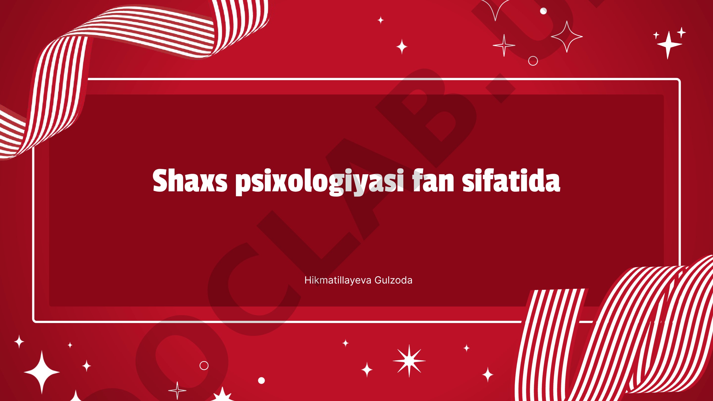 Shaxs psixologiyasi fan sifatida