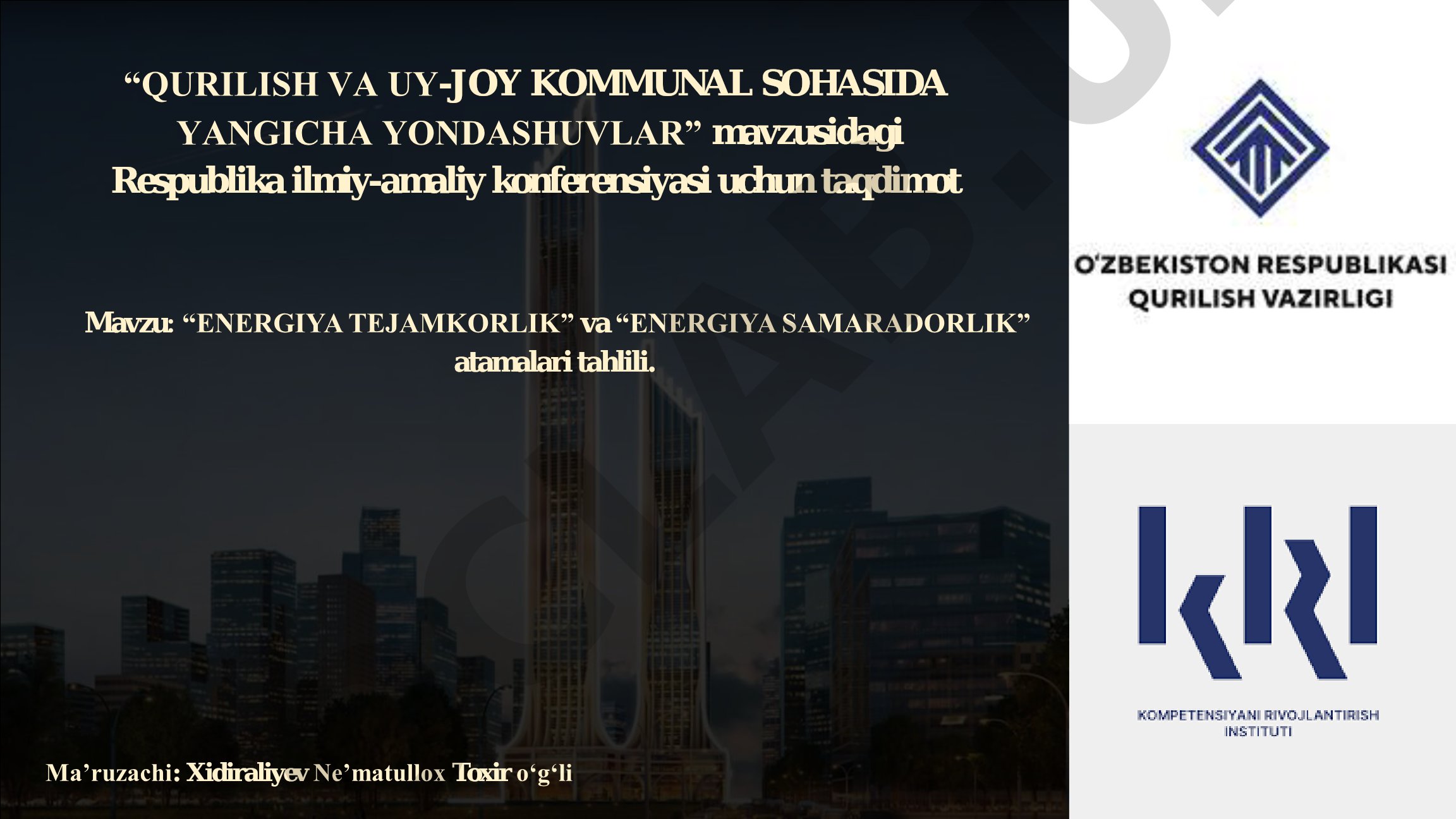 ENERGIYA TEJAMKORLIK va ENERGIYA SAMARADORLIK atamalari tahlili