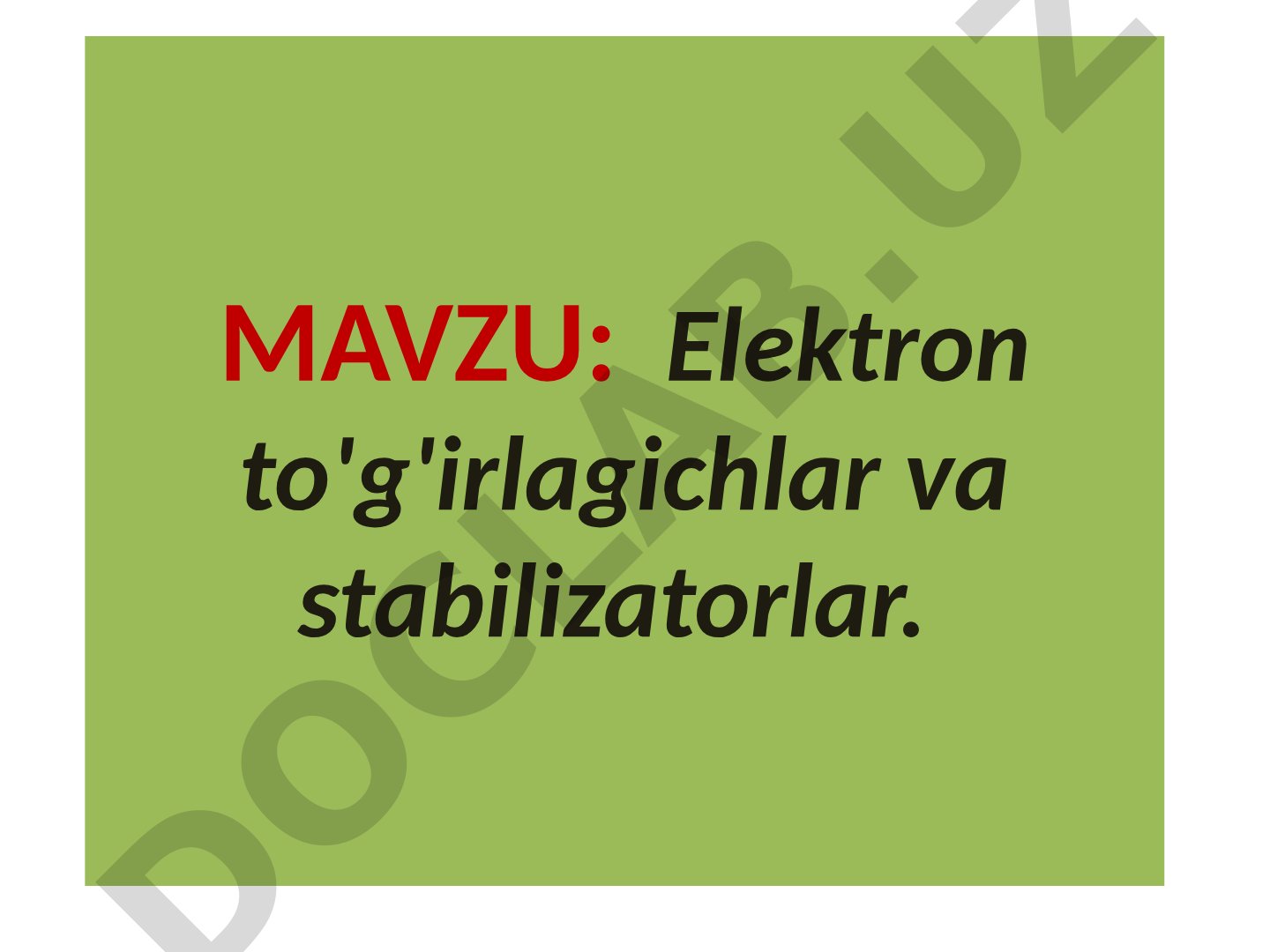 Elektron to'g'irlagichlar va stabilizatorlar