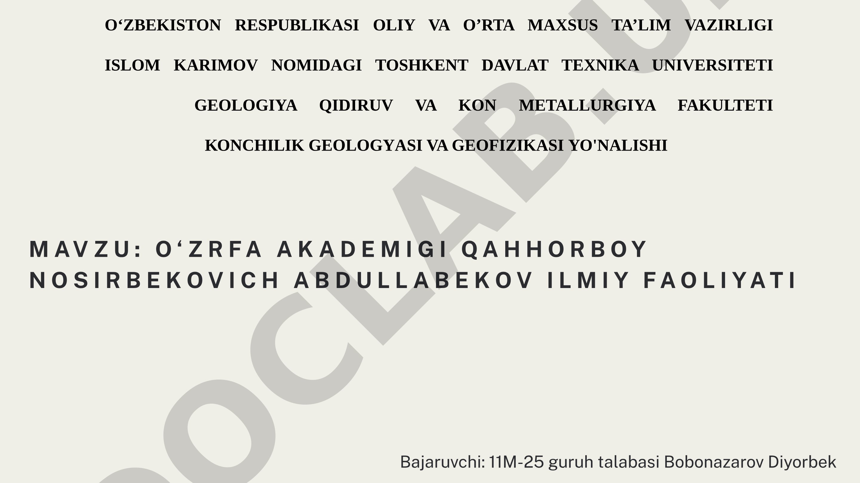 O‘ZRFA akademigi Qahhorboy Nosirbekovich Abdullabekov ilmiy faoliyati