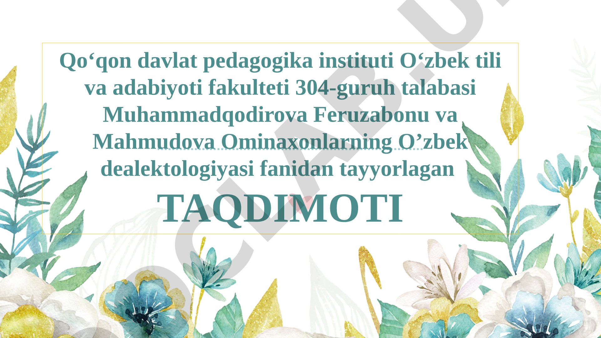 Shevalarga xos so'zlarni mavzuviy guruhlarga bo'lib o'rganish