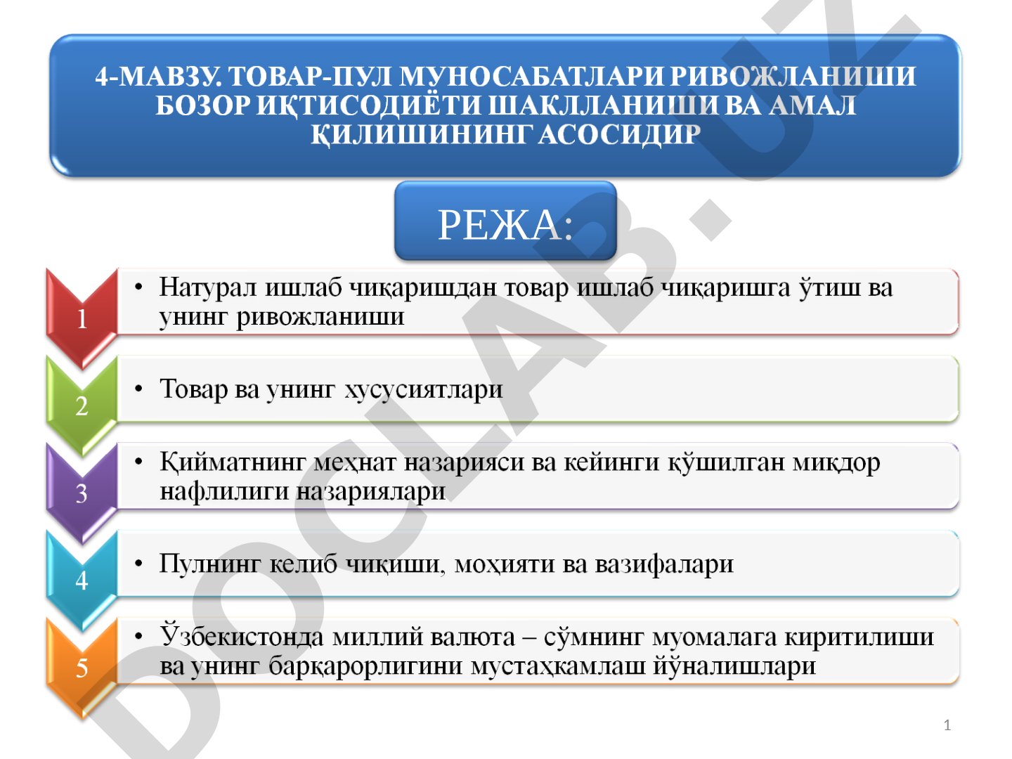 Натурал ва товар ишлаб чиқариш
