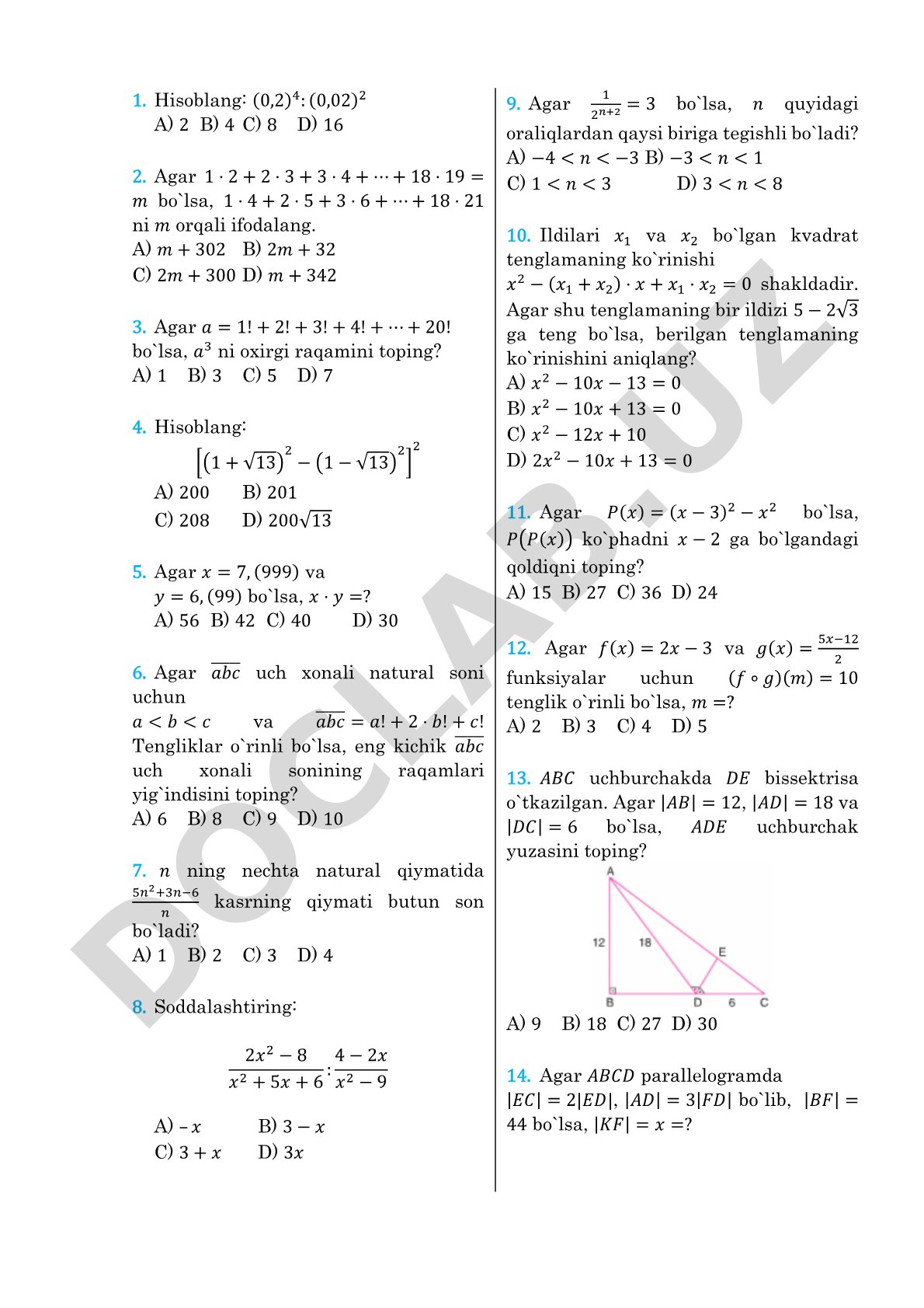 Matematika testi