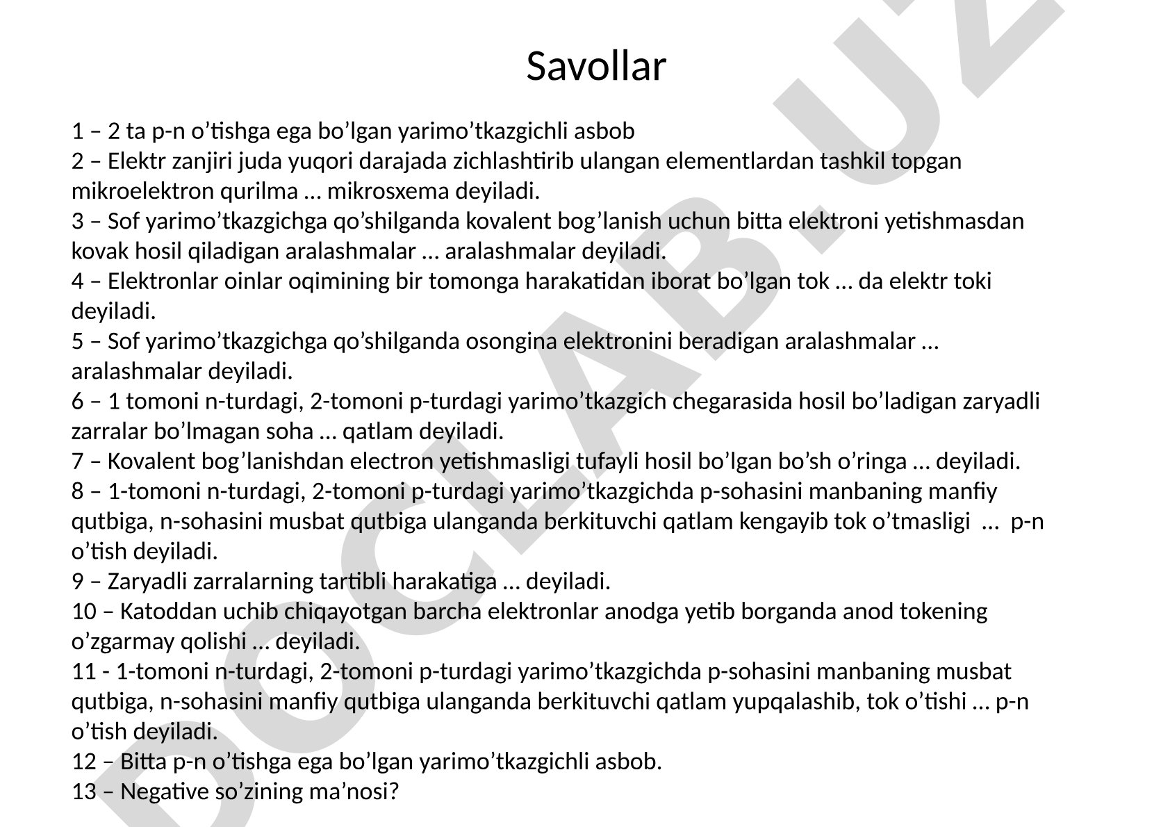 Yarimo'tkazgichli asboblar va p-n o'tish