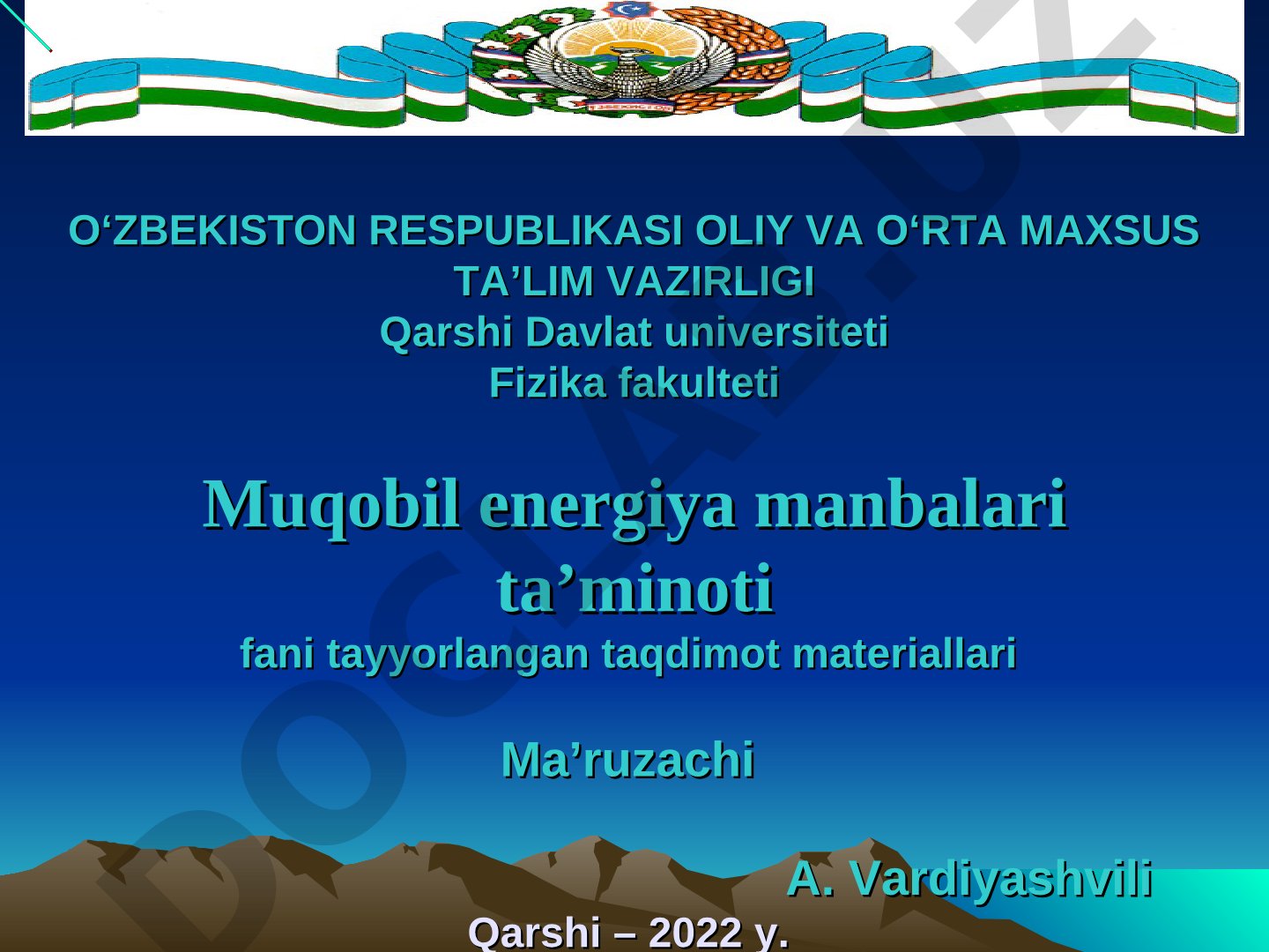 Energiya ta'minotida geotermal energiya resurslarining roli
