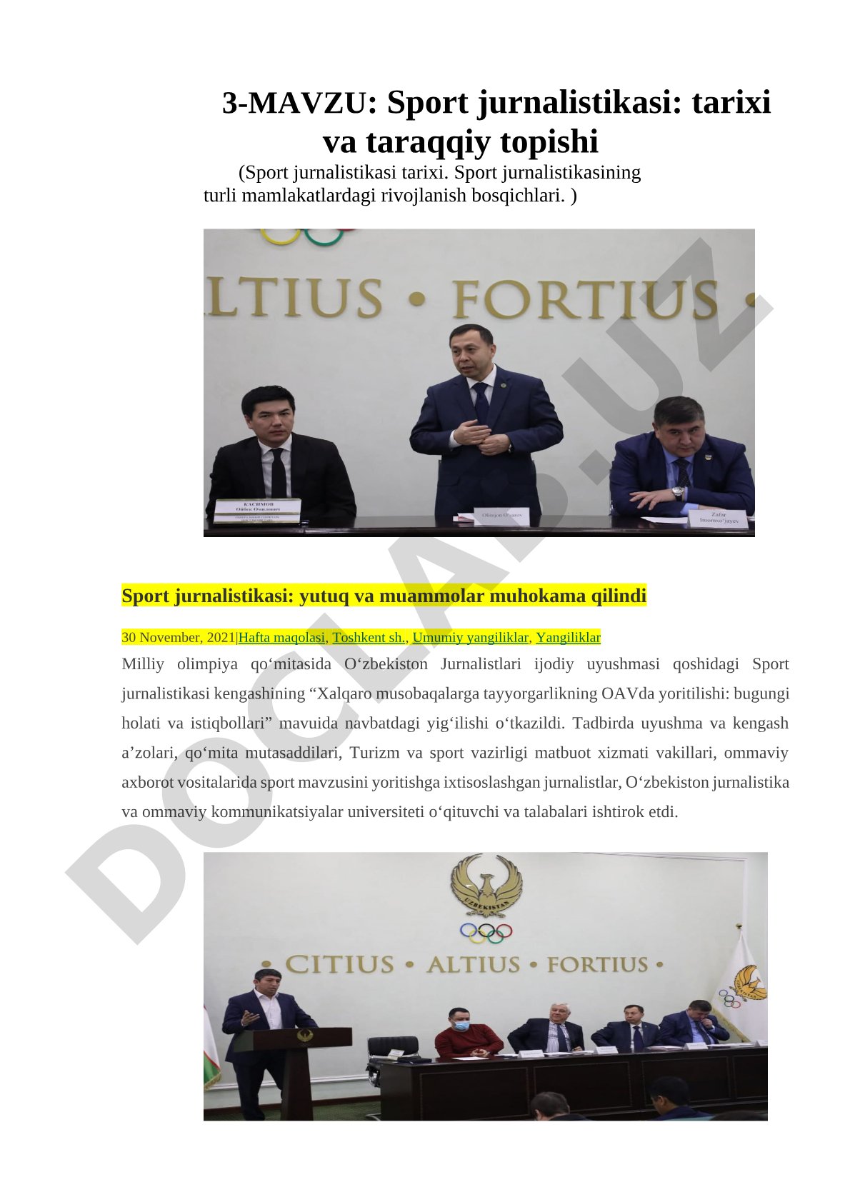 Sport jurnalistikasi: tarixi va taraqqiy topishi