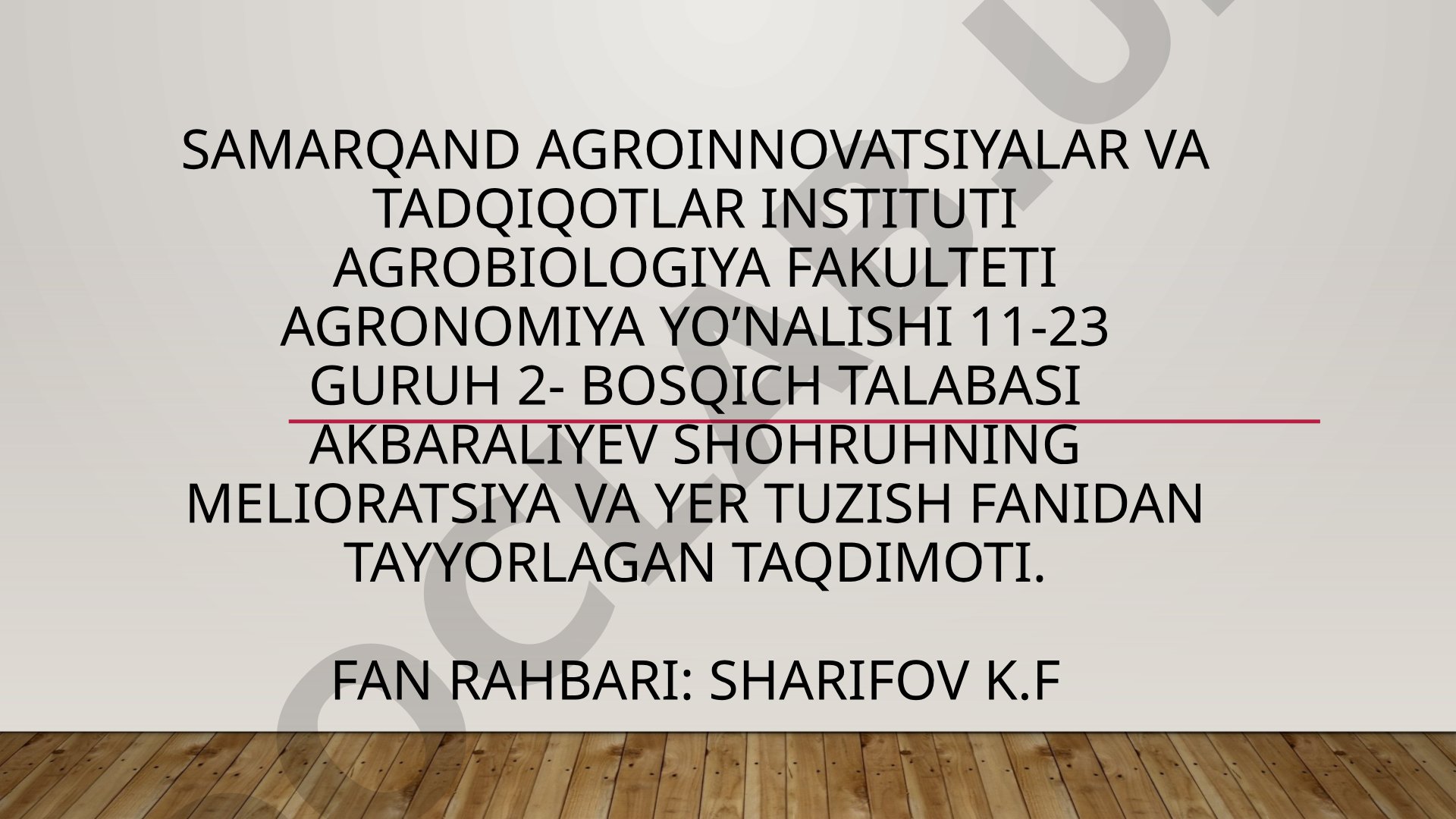 Sho’rlangan yerlarda asosiy sho’ri yuvib bo’lingandan keyin ekiladigan dastlabki o’zlashtirish ekinlarini yetishtirish texnologiyalari