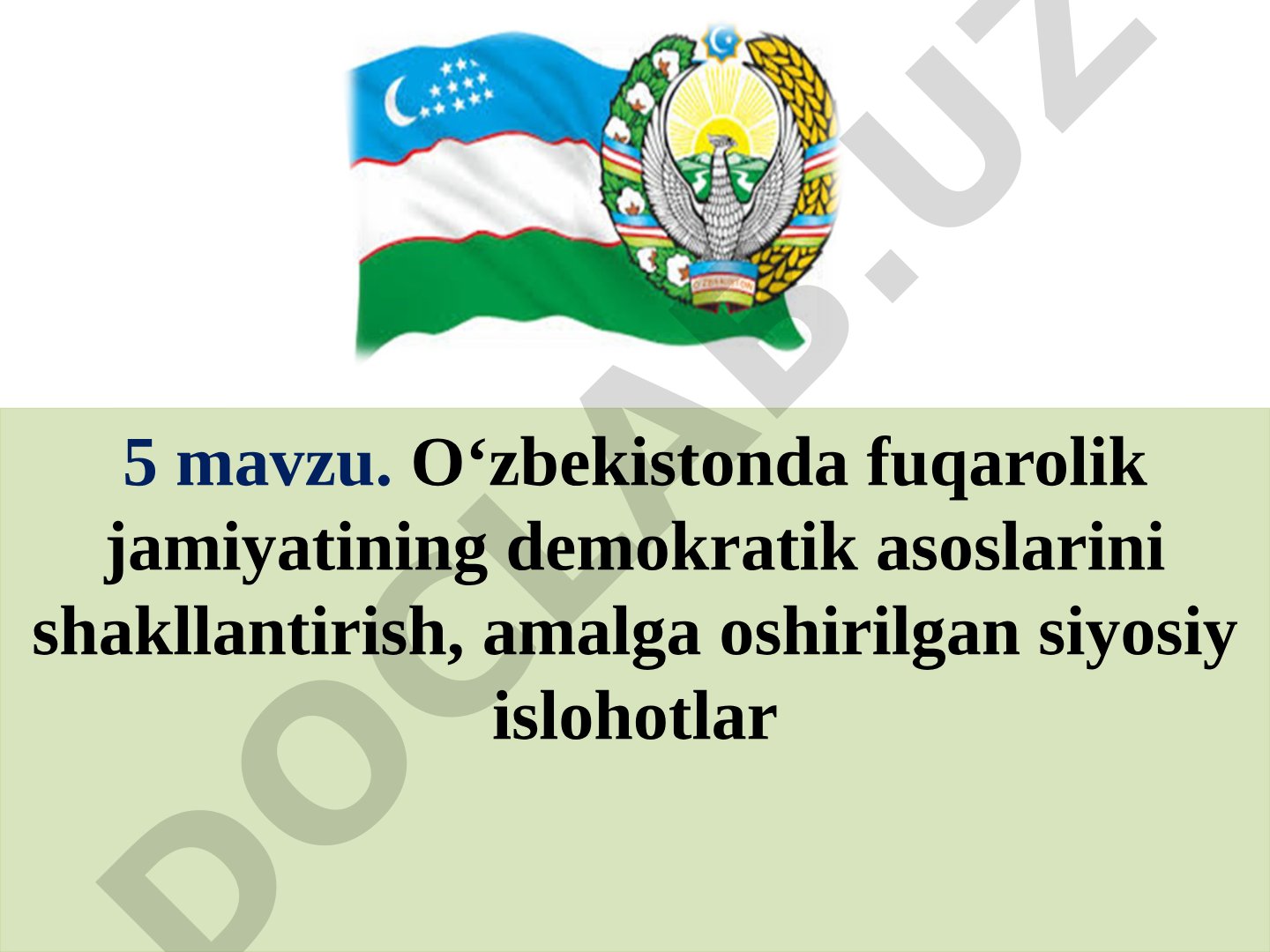 O‘zbekistonda fuqarolik jamiyatining demokratik asoslarini shakllantirish, amalga oshirilgan siyosiy islohotlar
