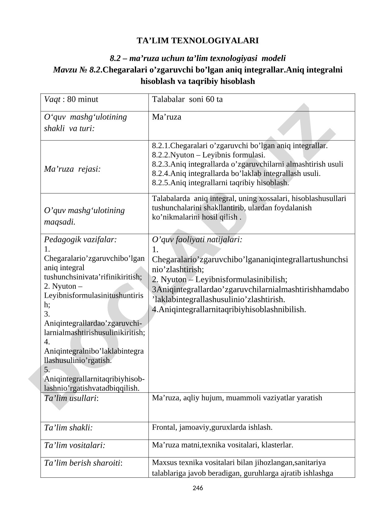 Chegaralari o’zgaruvchi bo’lgan aniq integrallar
