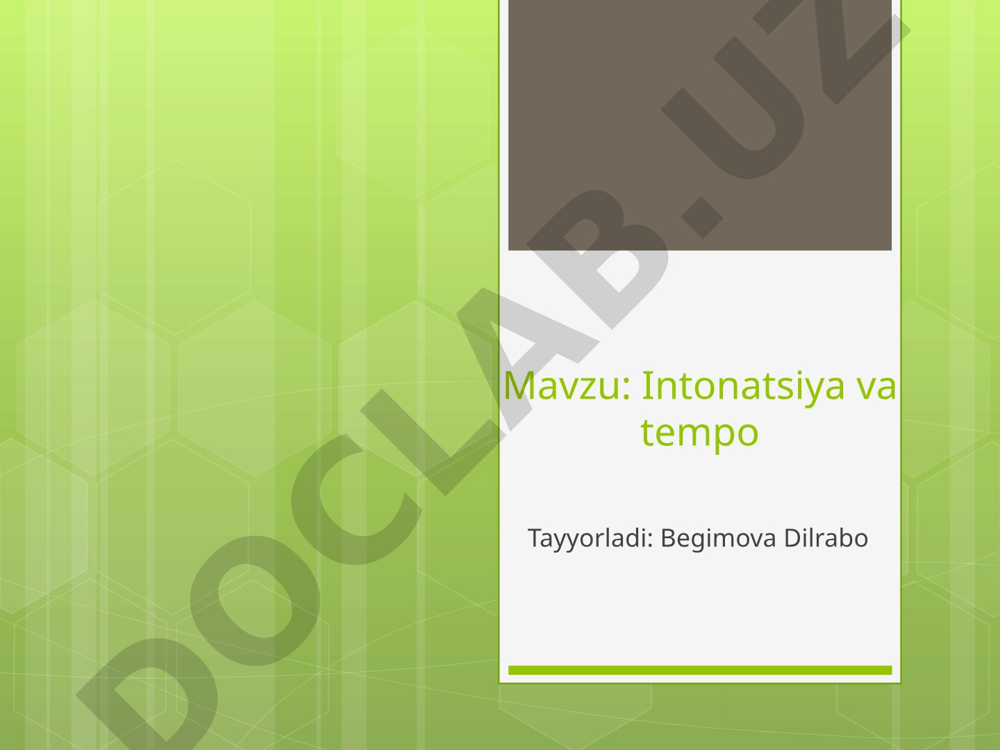 Intonatsiya va tempo