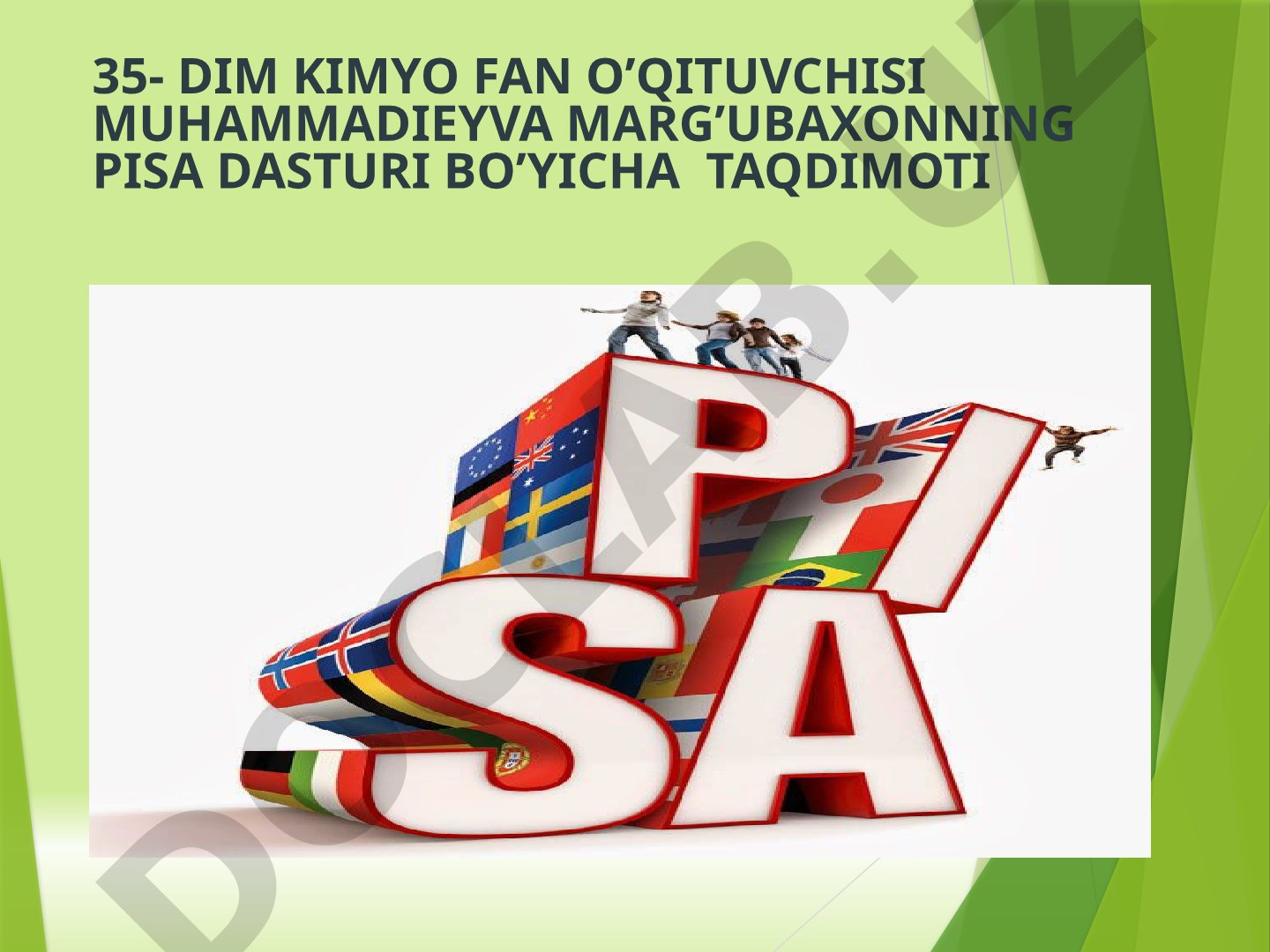 PISA dasturi bo’yicha kimyo