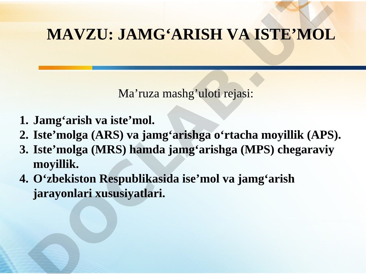 Jamg‘arish va iste’mol
