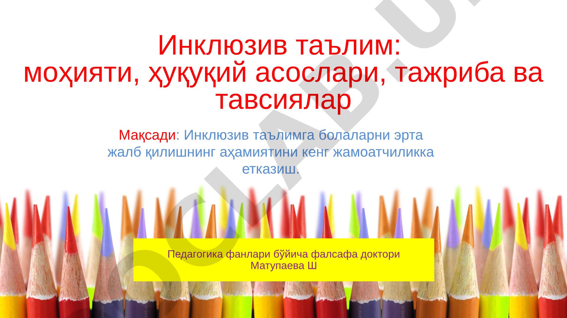 Inklyuziv ta'lim: mohiyati, huquqiy asoslari, tajriba va tavsiyalar