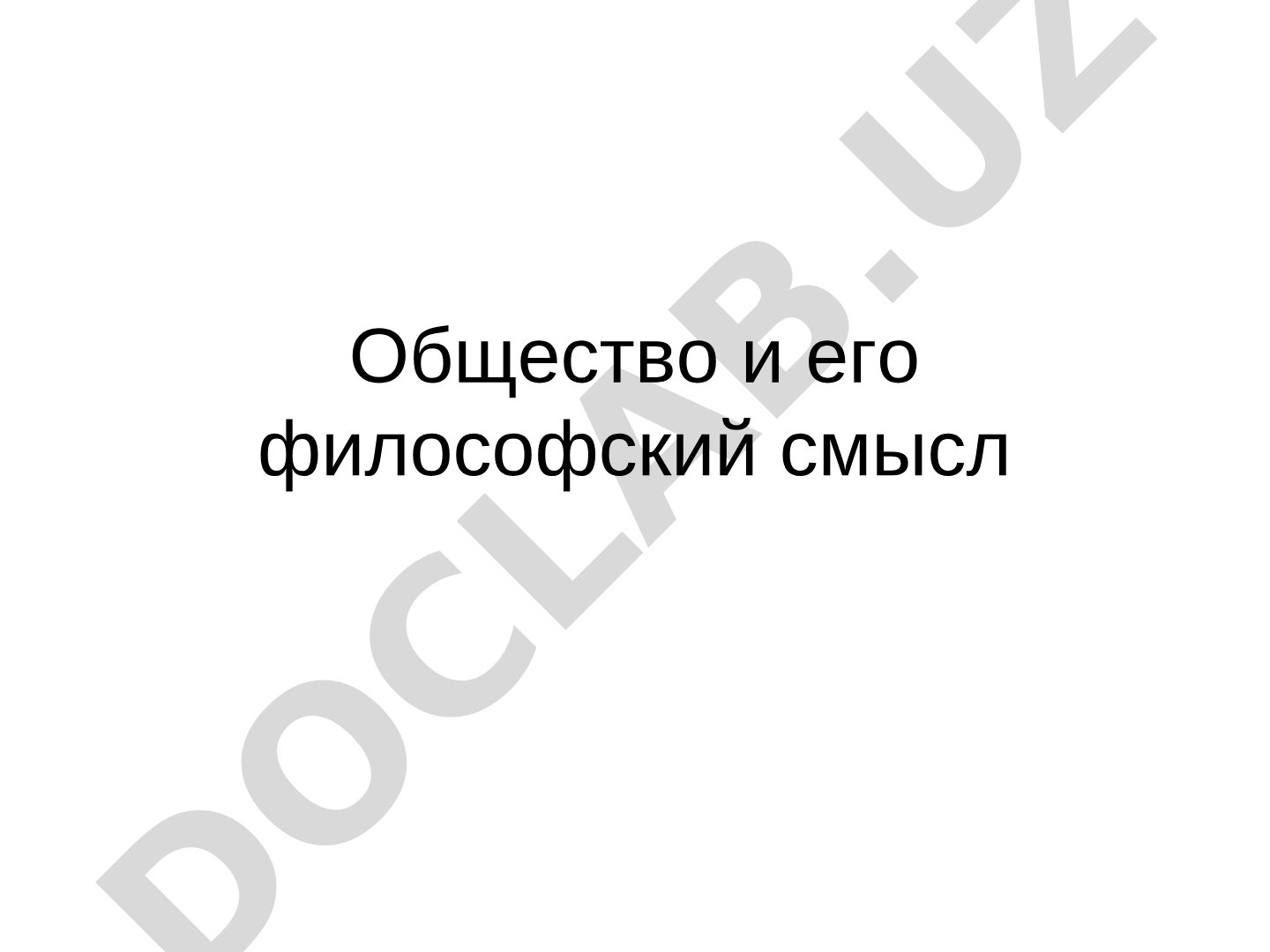 Общество и его философский смысл