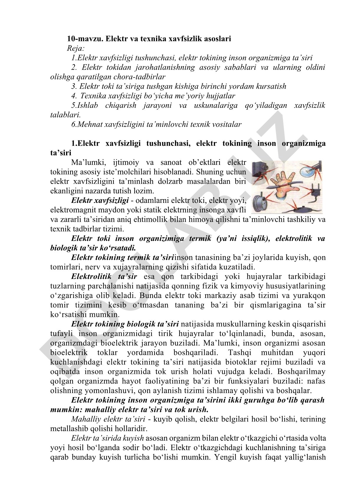 Elektr va texnika xavfsizlik asoslari