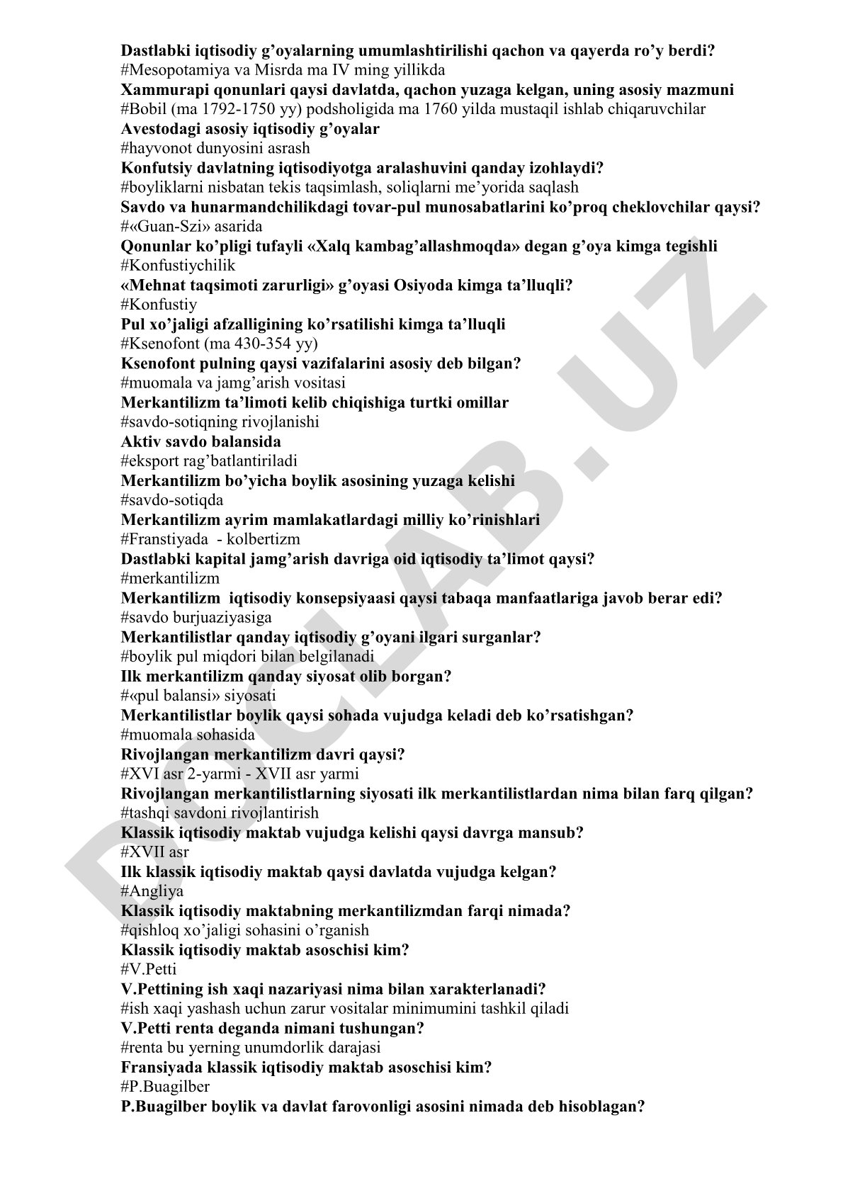 Iqtisodiy g’oyalar tarixi