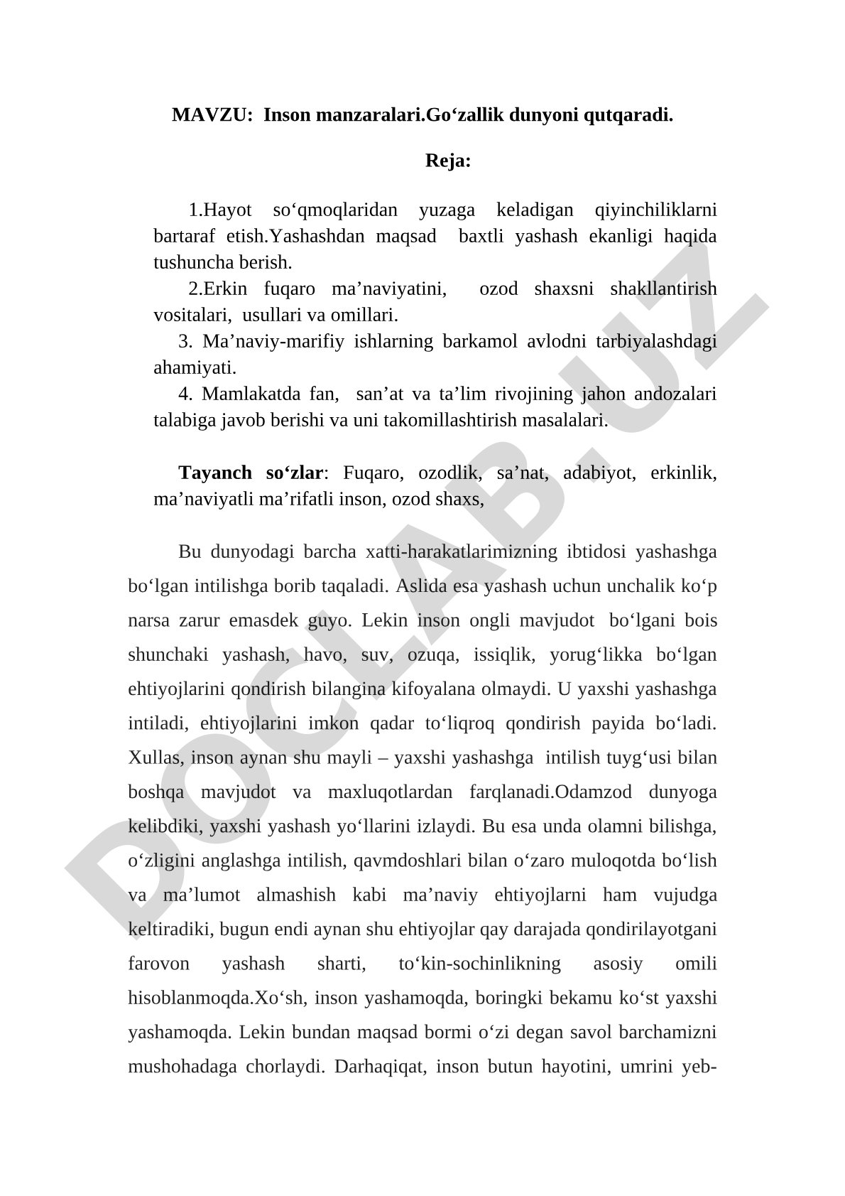 Inson manzaralari.Go‘zallik dunyoni qutqaradi.