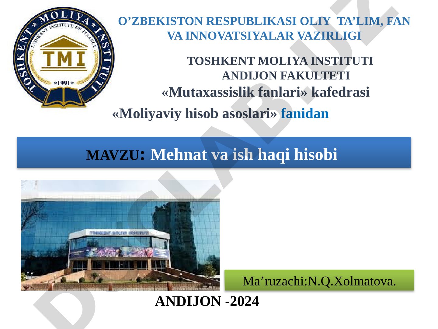 Mehnat va ish haqi hisobi