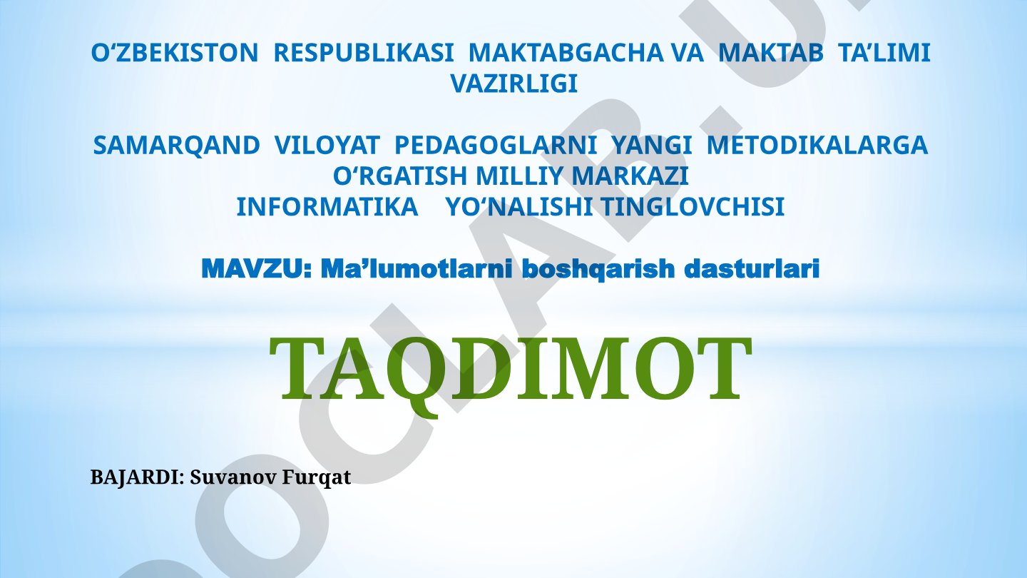 Ma’lumotlarni boshqarish dasturlari