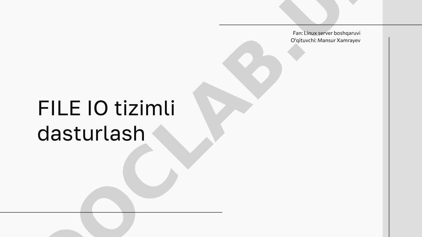 Fayllar bilan ishlash (kiritish-chiqarish), fayl turlari va pipe haqida taqdimot