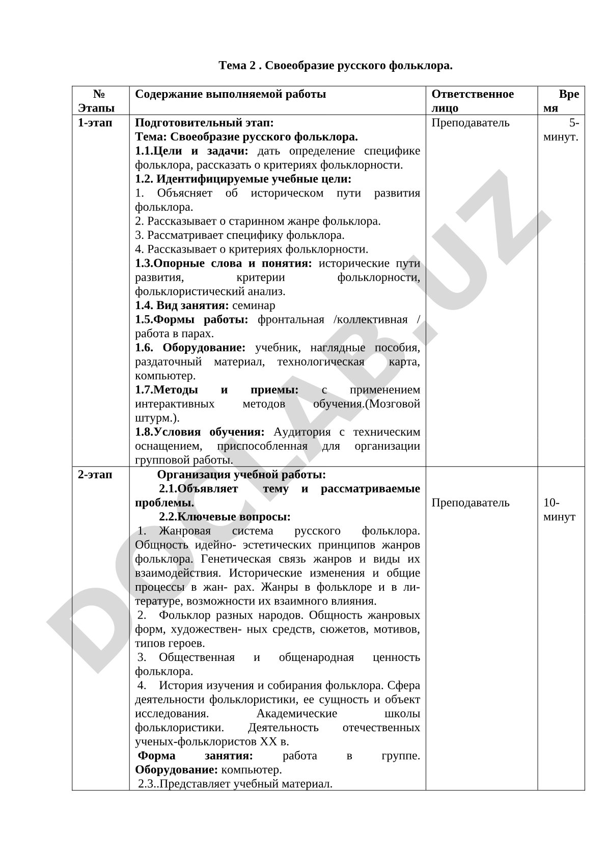 Своеобразие русского фольклора