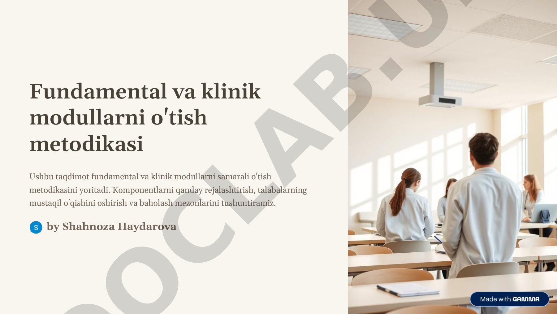 Fundamental va klinik modullarni o'tish metodikasi