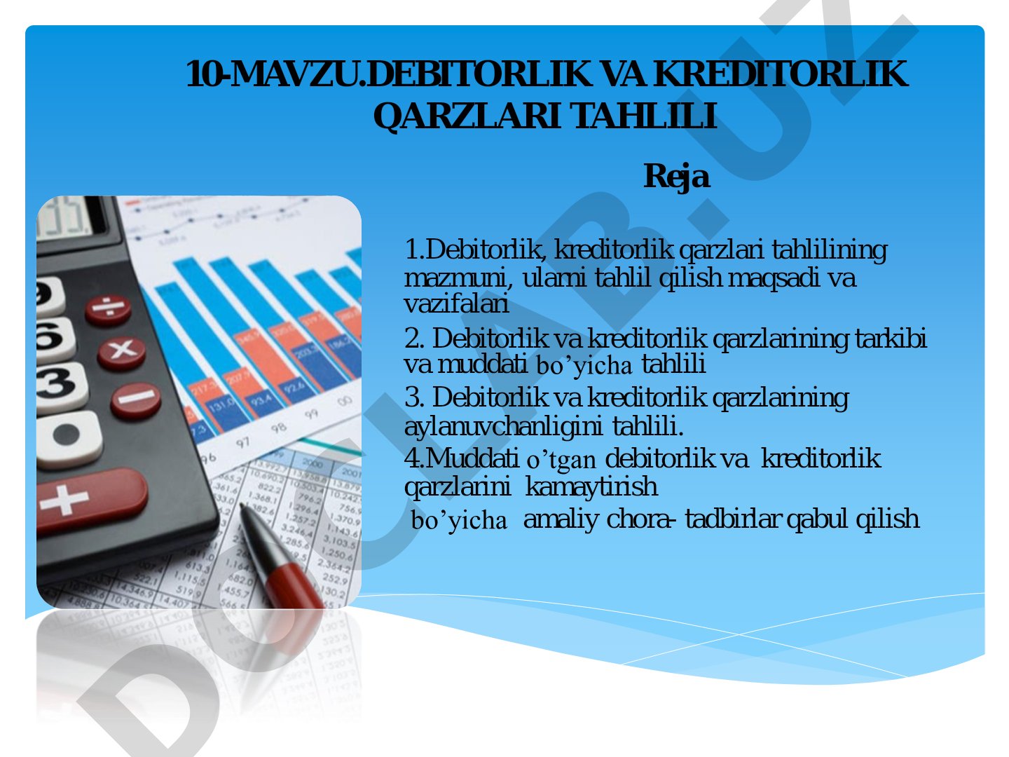 Debitorlik va kreditorlik qarzlari tahlili