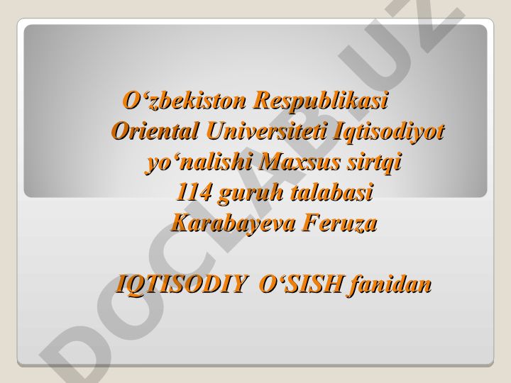 Iqtisodiy o‘sishning mohiyati va o‘lchanishi