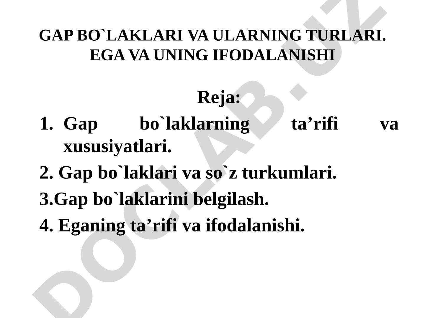 Gap bo'laklari va eganing ifodalanishi