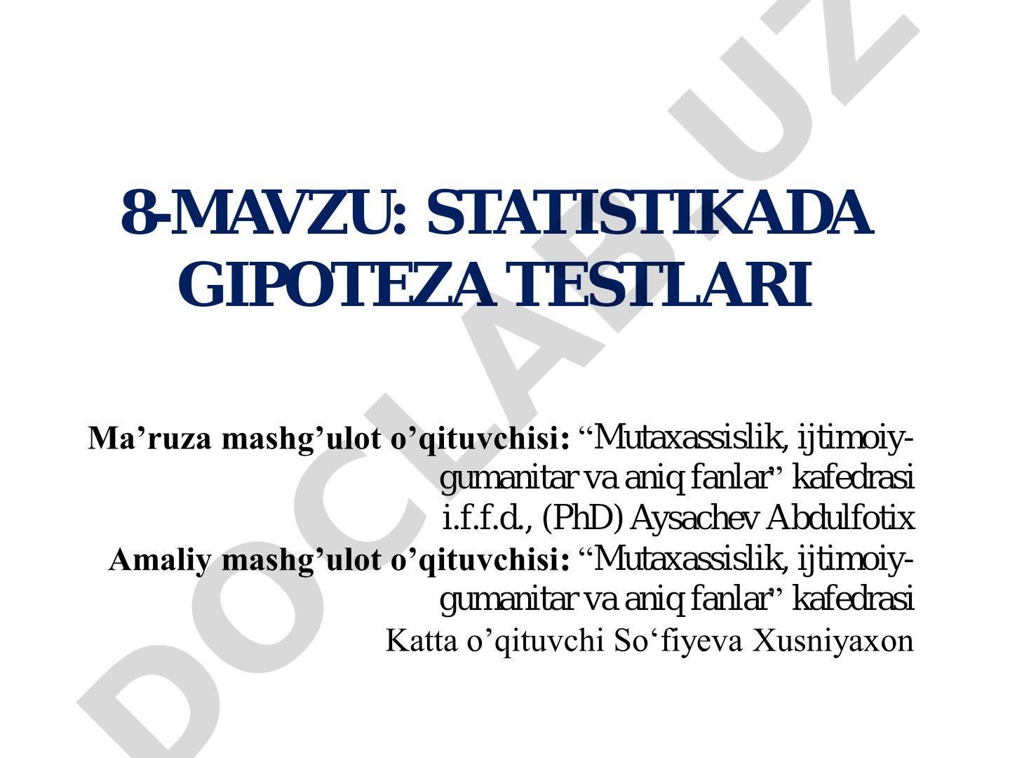 Statistikada gipoteza testlari