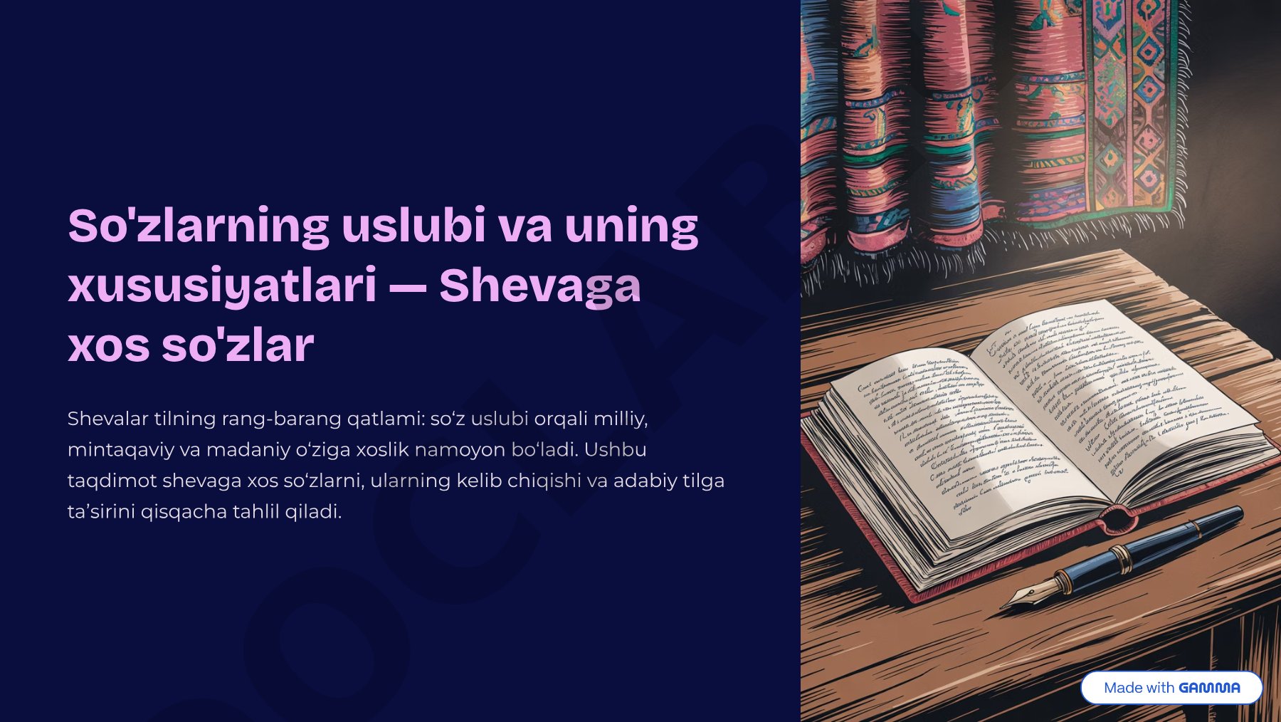 So'zlarning uslubi va uning xususiyatlari — Shevaga xos so'zlar