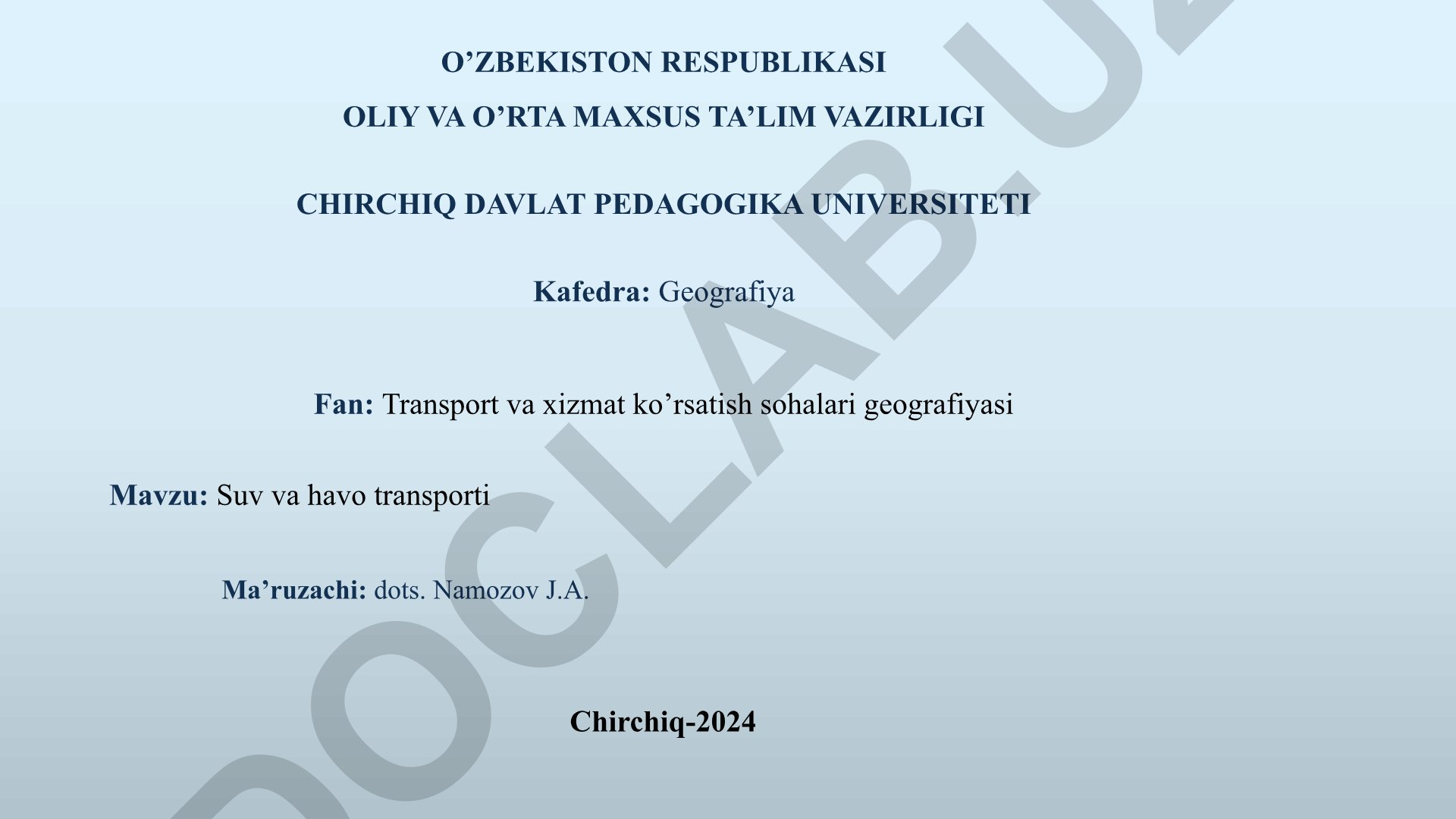 Suv va havo transporti