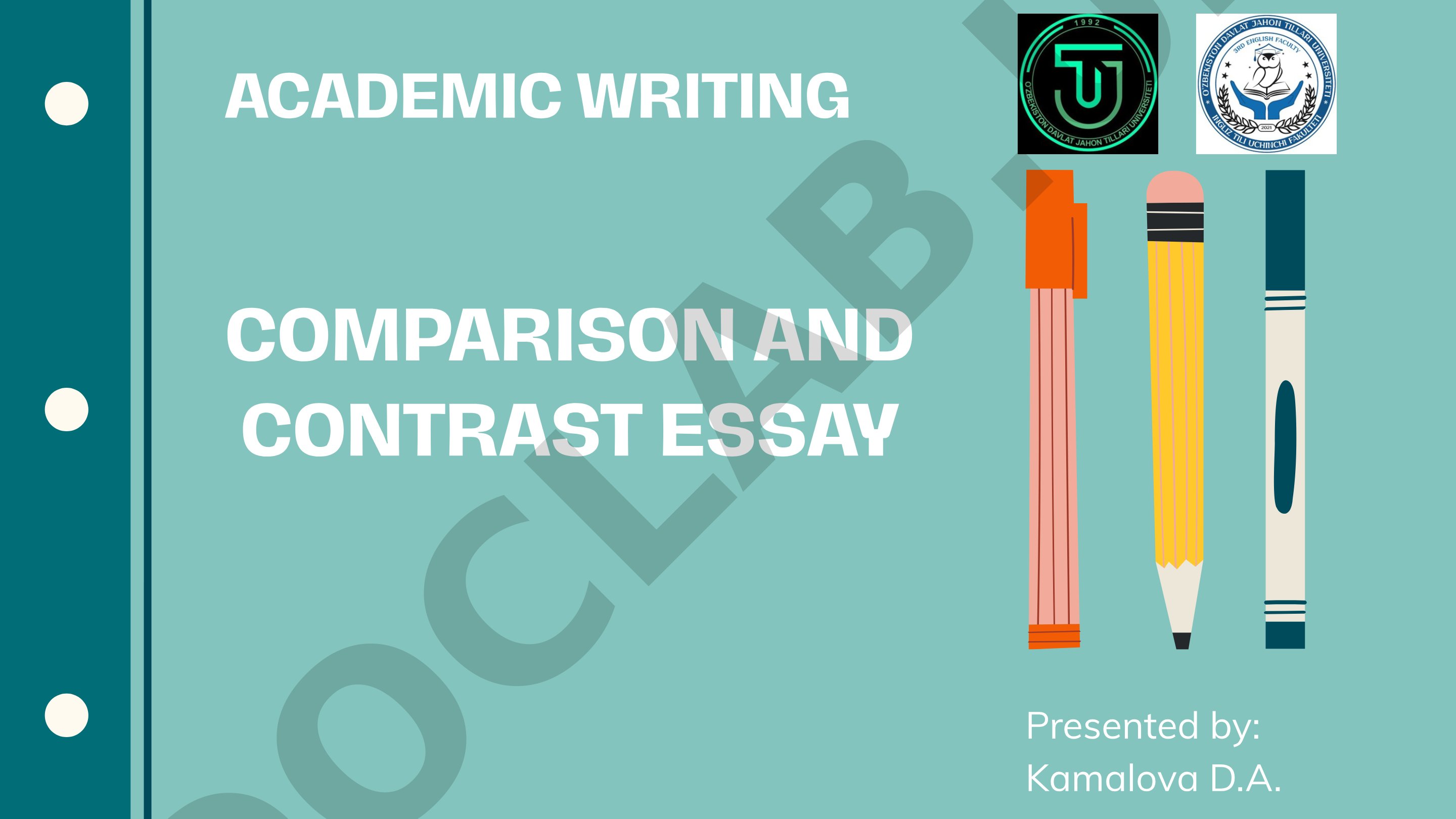 Academic Writing Comparison and Contrast Essay