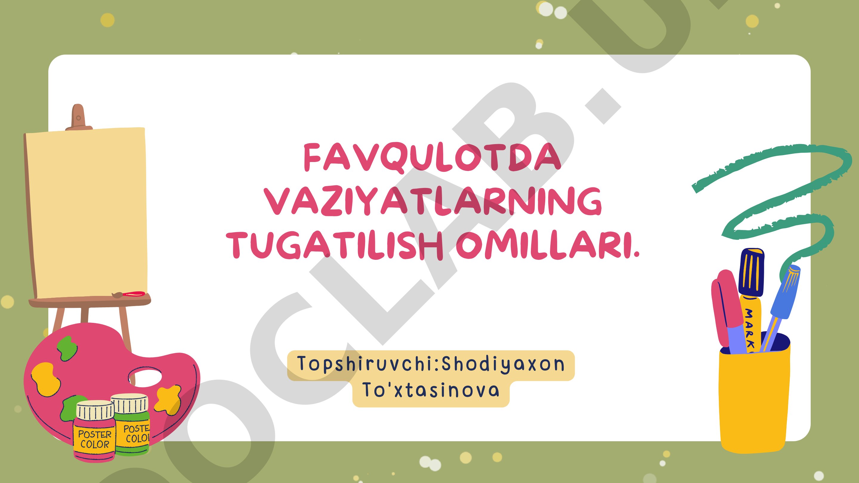 Favqulodda vaziyatlarning tugatilish omillari