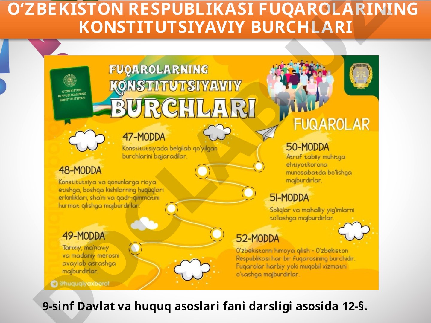 O‘zbekiston Respublikasi fuqarolarining konstitutsiyaviy burchlari