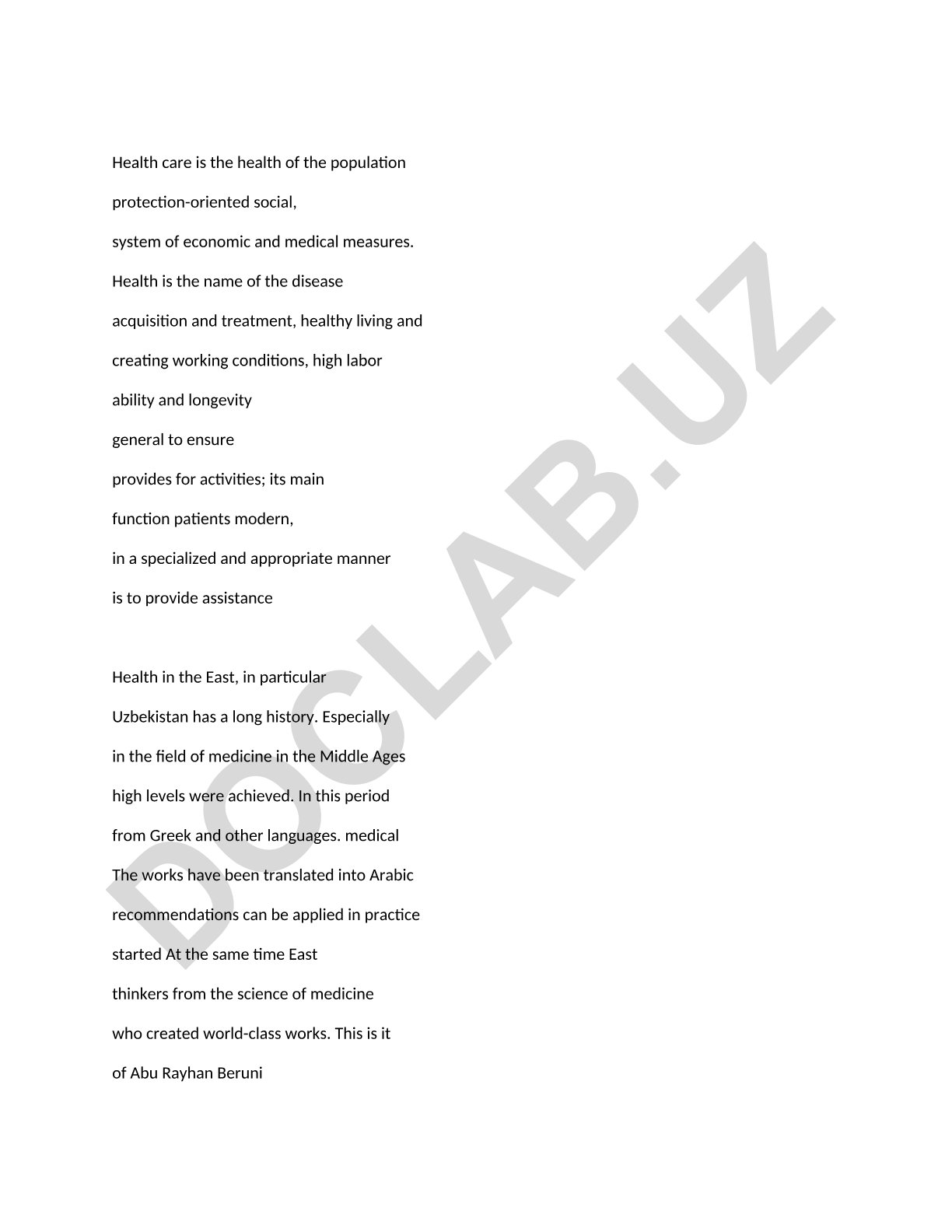 Health Care and Medical History in Uzbekistan