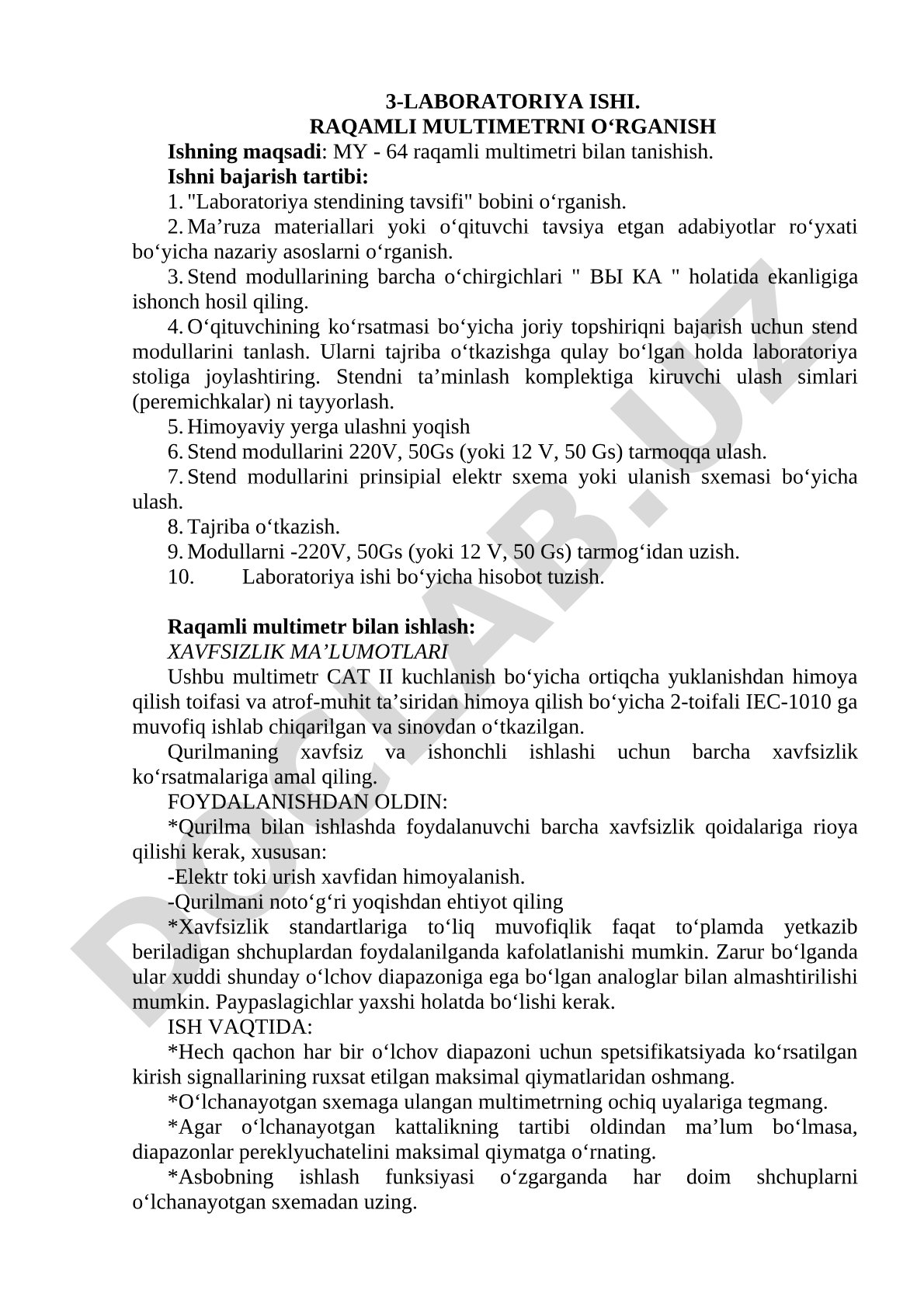 Raqamli multimetrni o'rganish