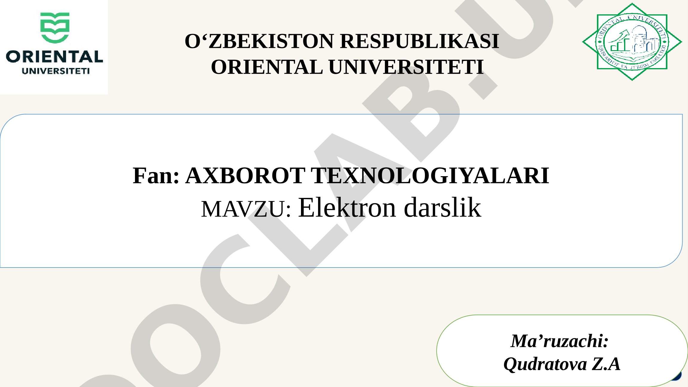 Elektron darslik tushunchasi, xususiyatlari, komponentlari va yaratish dasturlari haqida