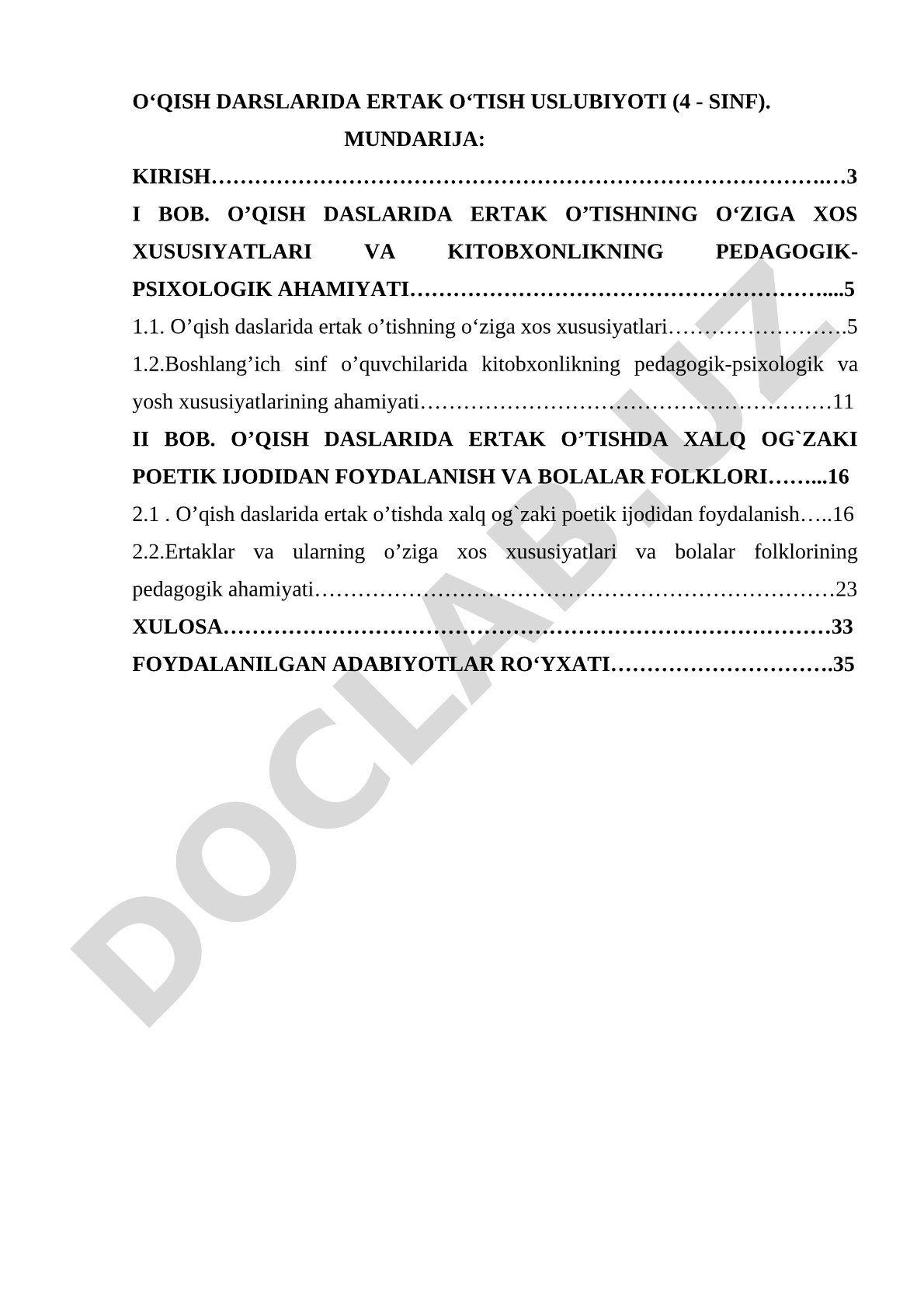 O‘qish darslarida ertak o‘tish uslubiyoti (4 - sinf)