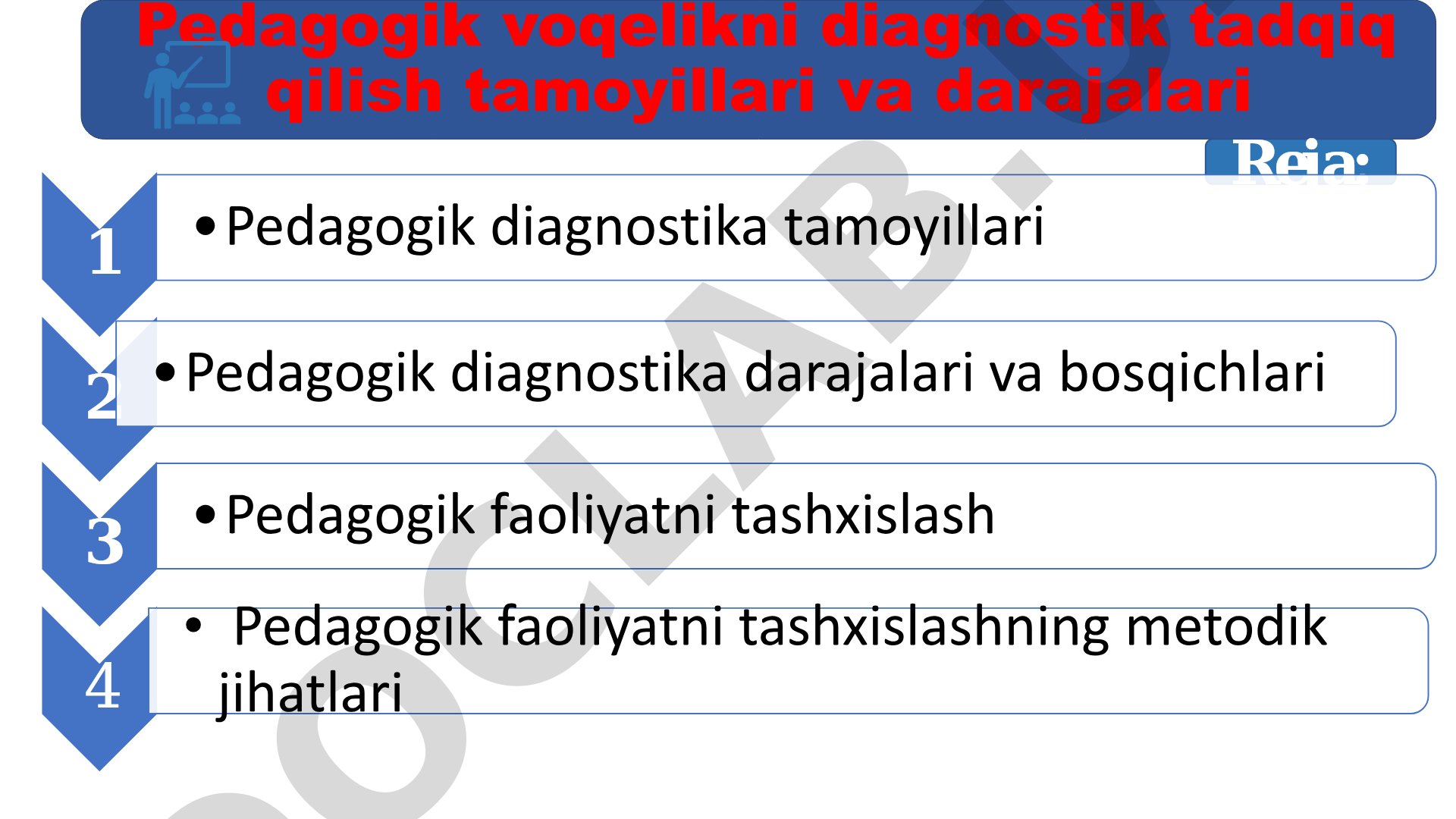 Pedagogik voqelikni diagnostik tadqiq qilish tamoyillari va darajalari