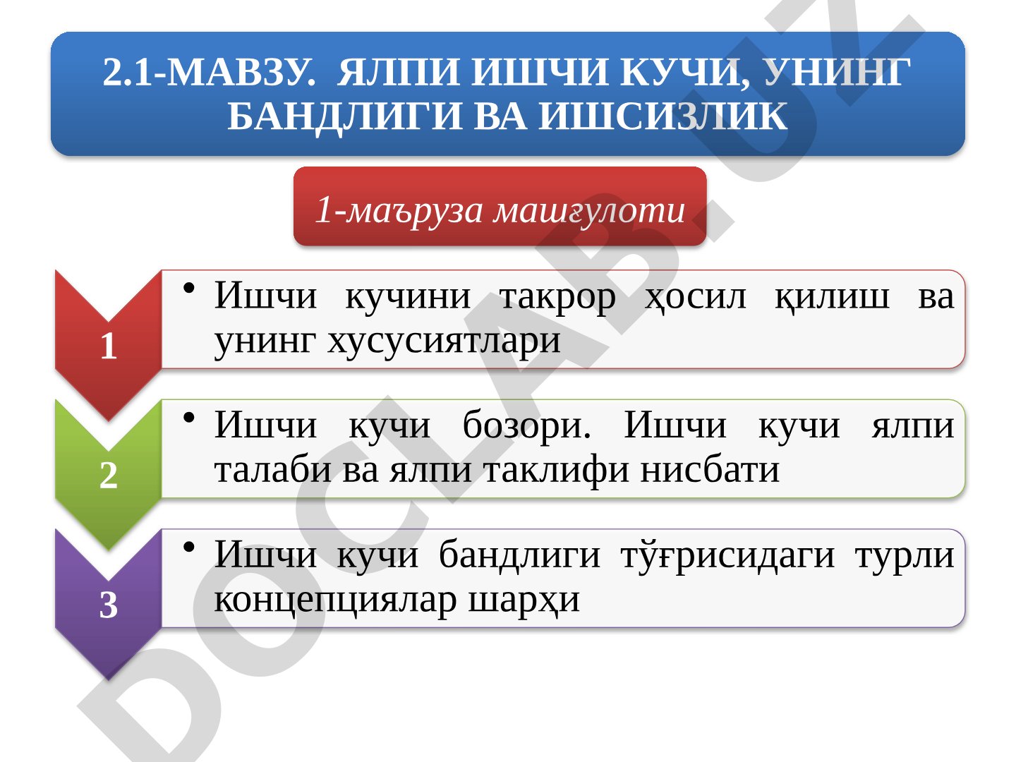 ЯЛПИ ИШЧИ КУЧИ, УНИНГ БАНДЛИГИ ВА ИШСИЗЛИК