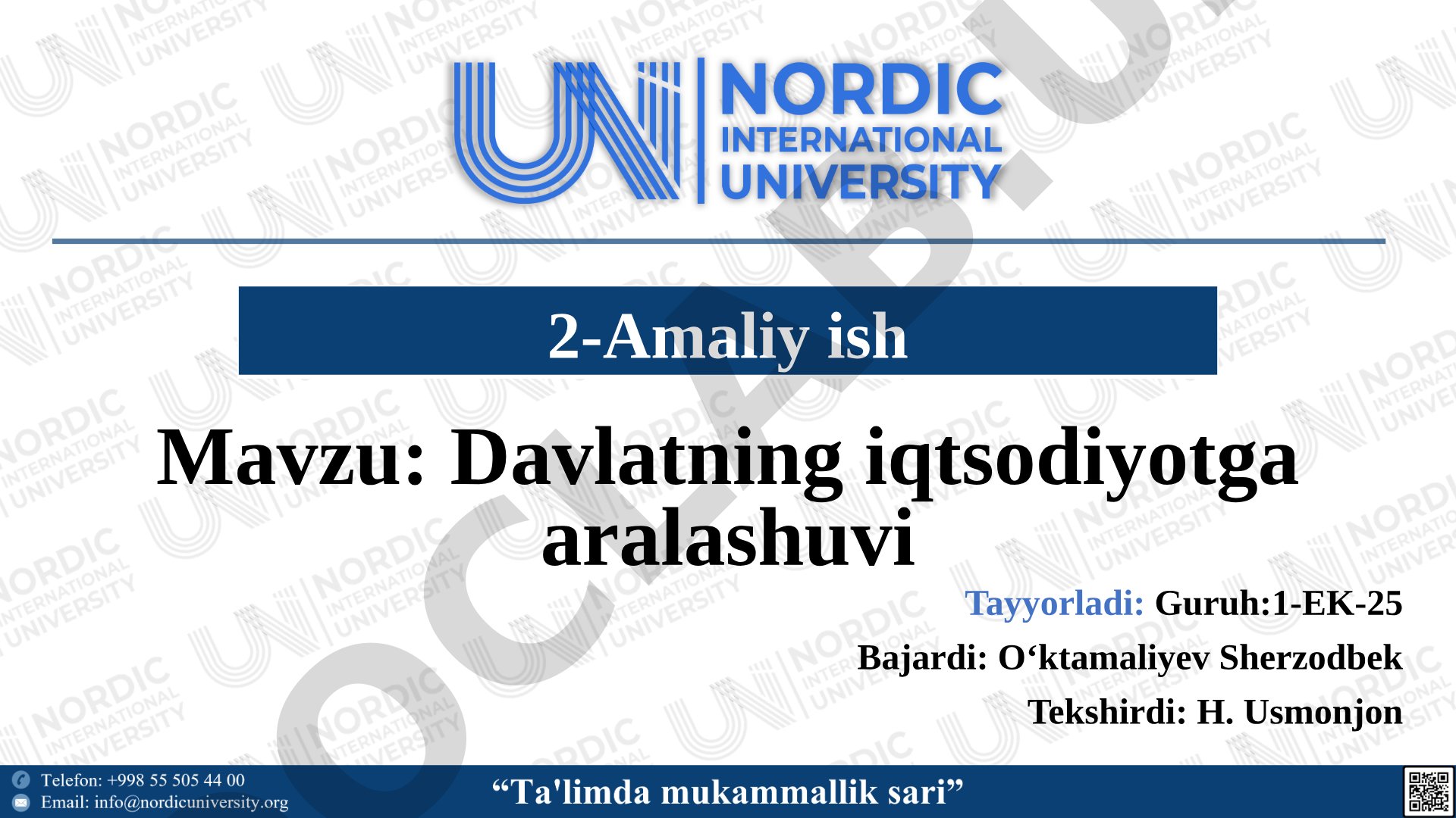 Davlatning iqtsodiyotga aralashuvi