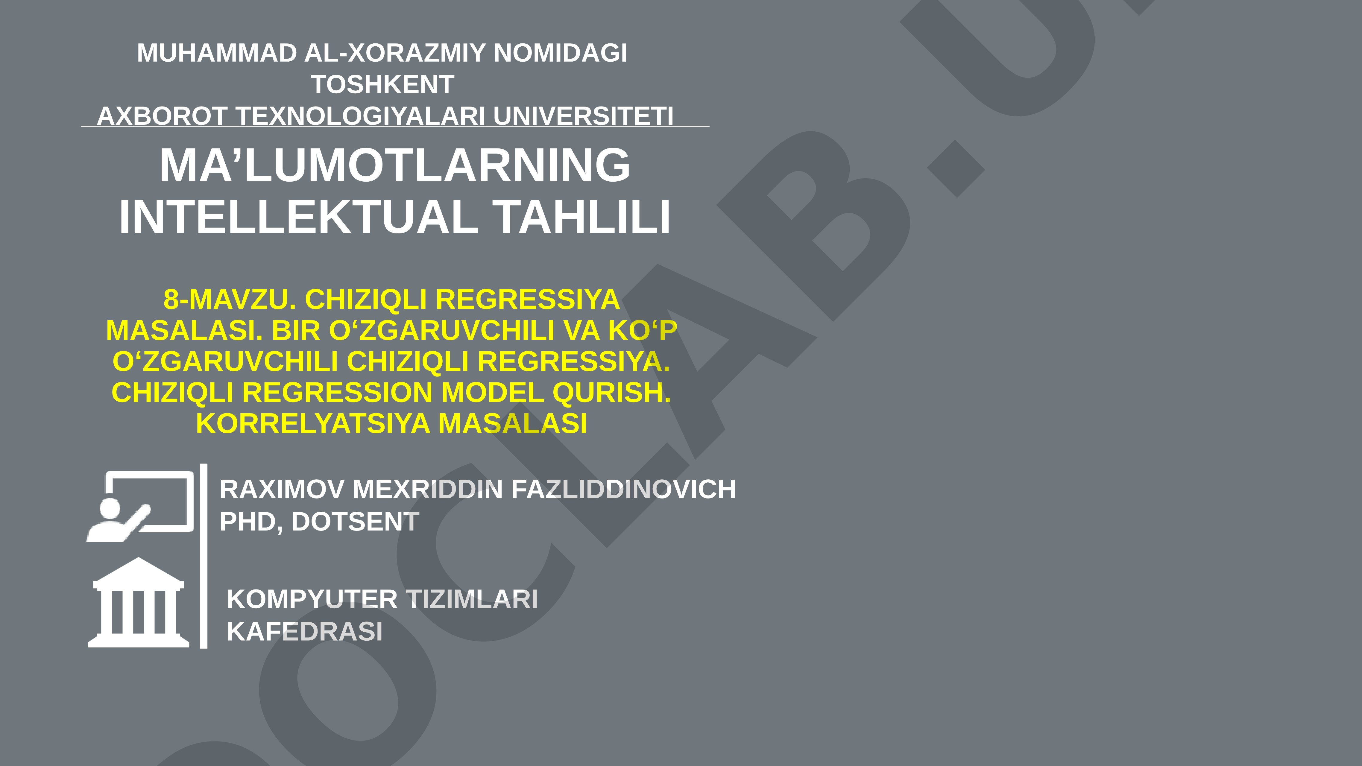 Chiziqli regressiya, bir va ko‘p o‘zgaruvchili modellar, korrelyatsiya