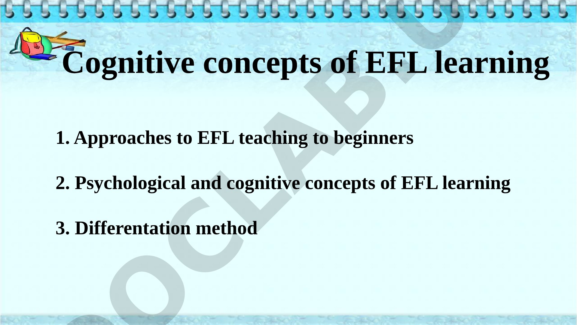 Cognitive concepts of EFL learning