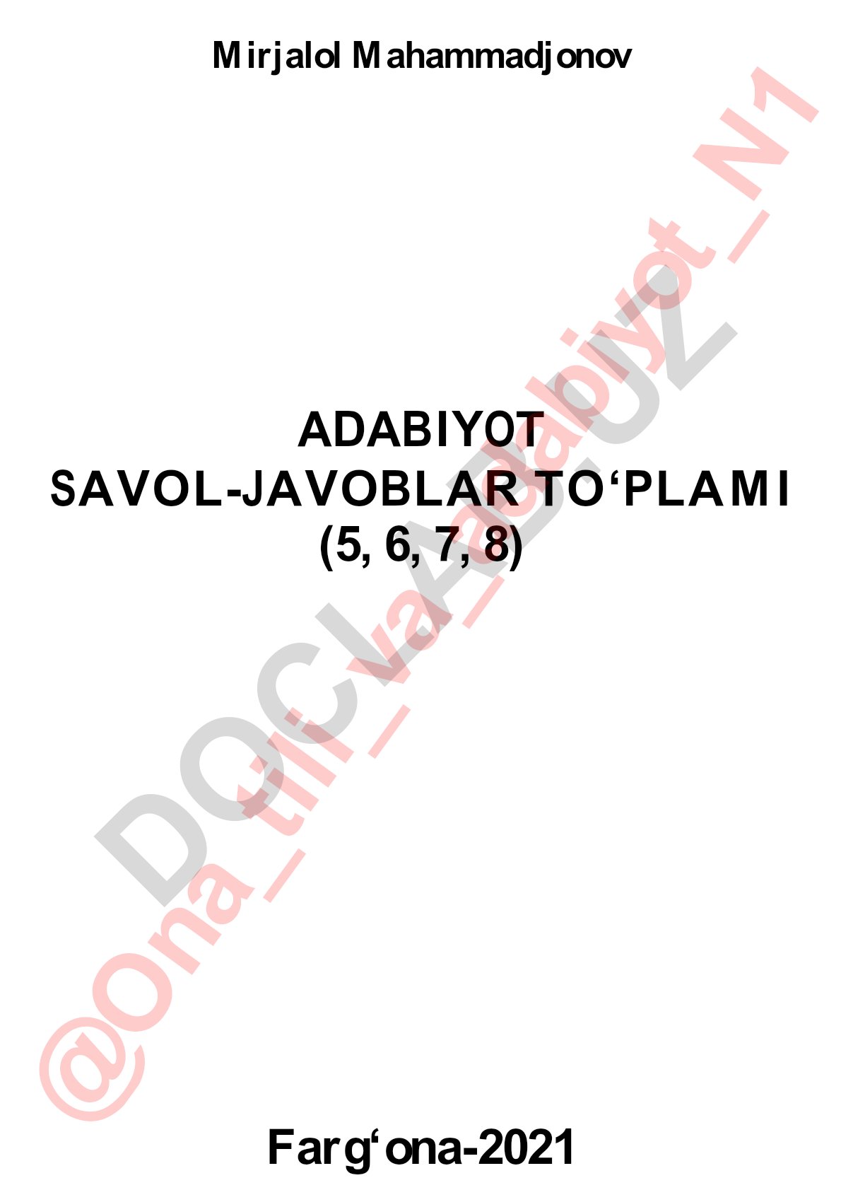 5-8 sinflar adabiyoti savol-javoblar to'plami